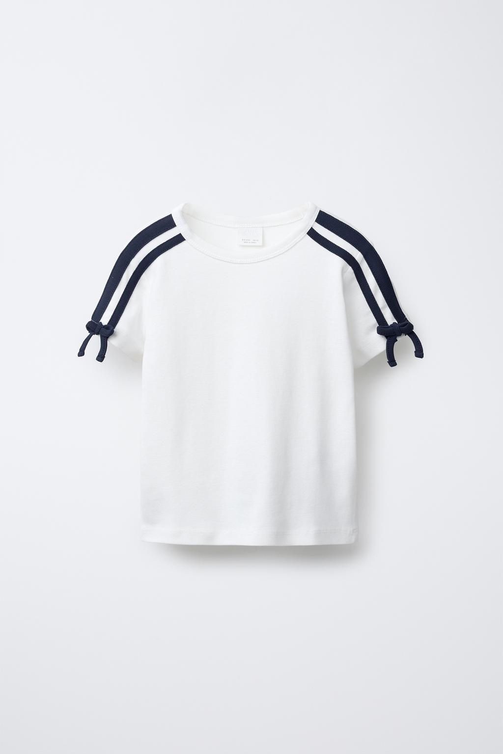 T-SHIRT WITH BOW STRIPES - Zara фото 2