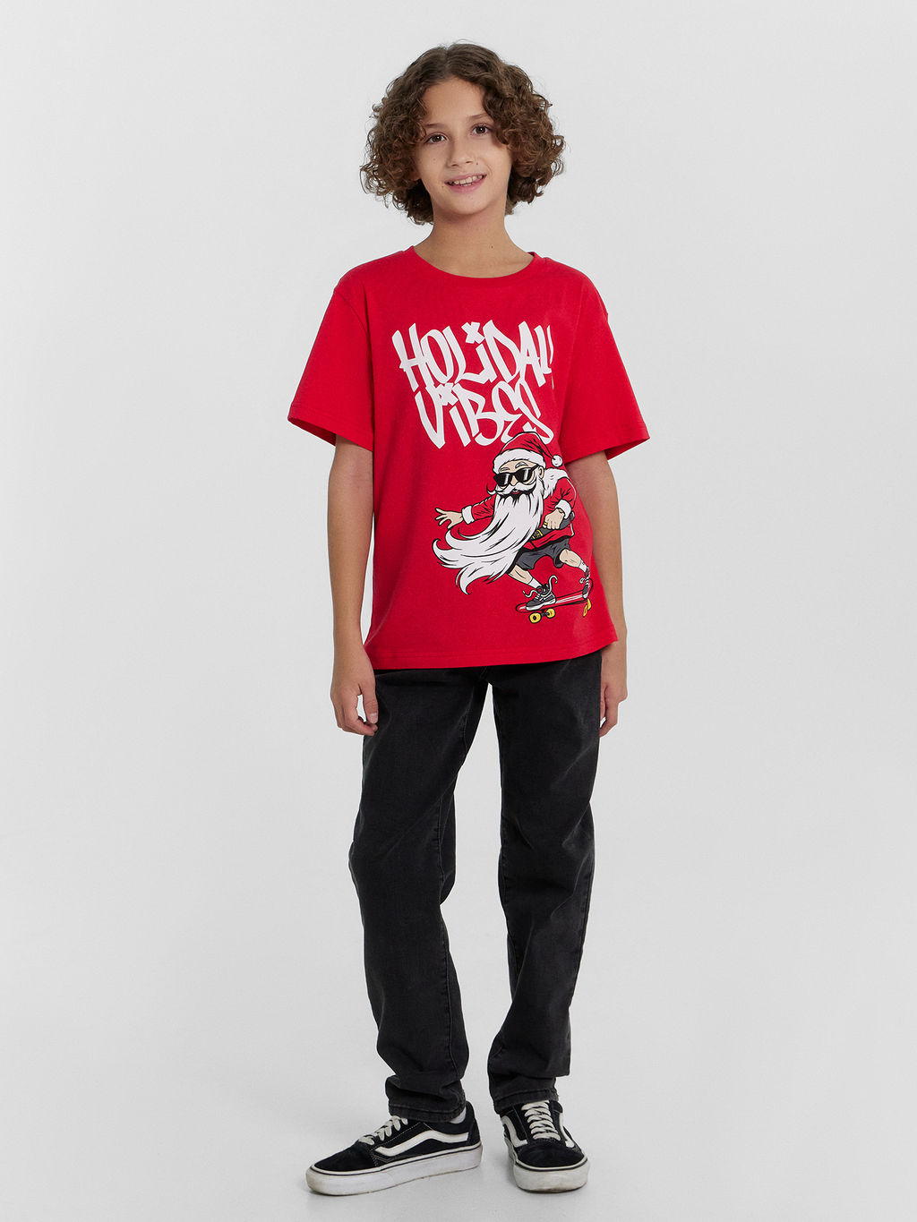 Футболка для мальчиков новогодняя красная с Сантой - Mark formelle фото 3