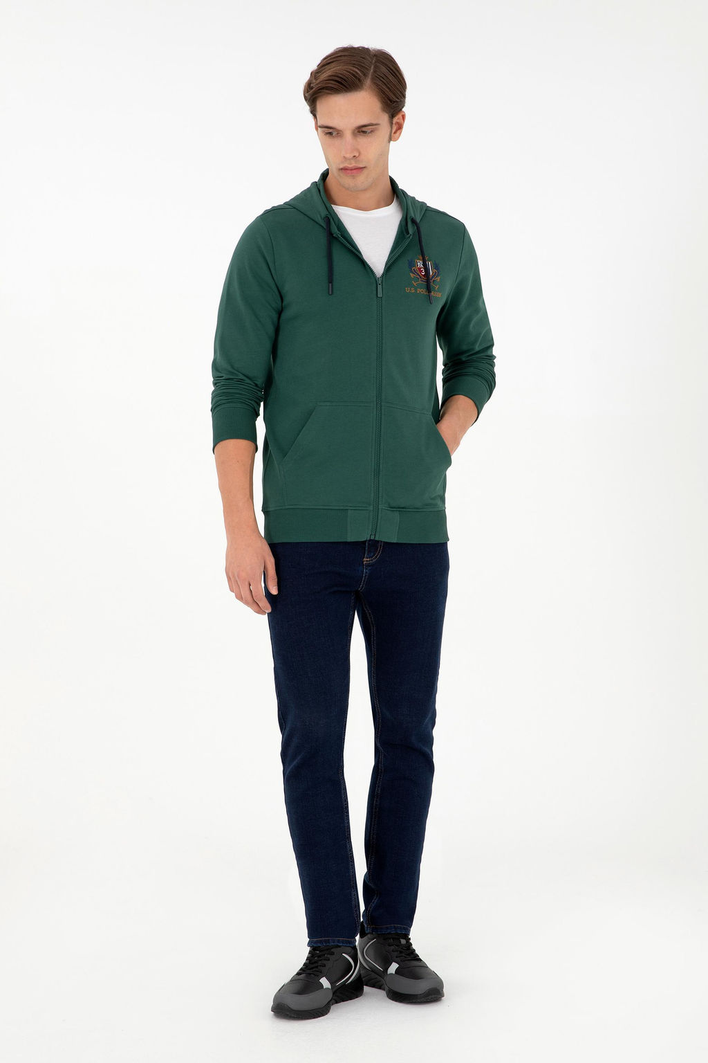 Мужской темно-зеленый вязаный кардиган - U.s. polo assn фото 4