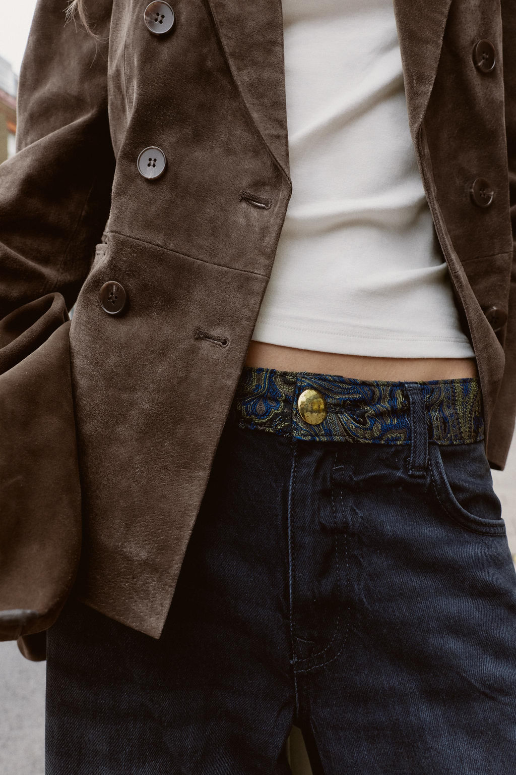 Z1975 MID-WAIST JACQUARD WAIST JEANS - Zara фото 4