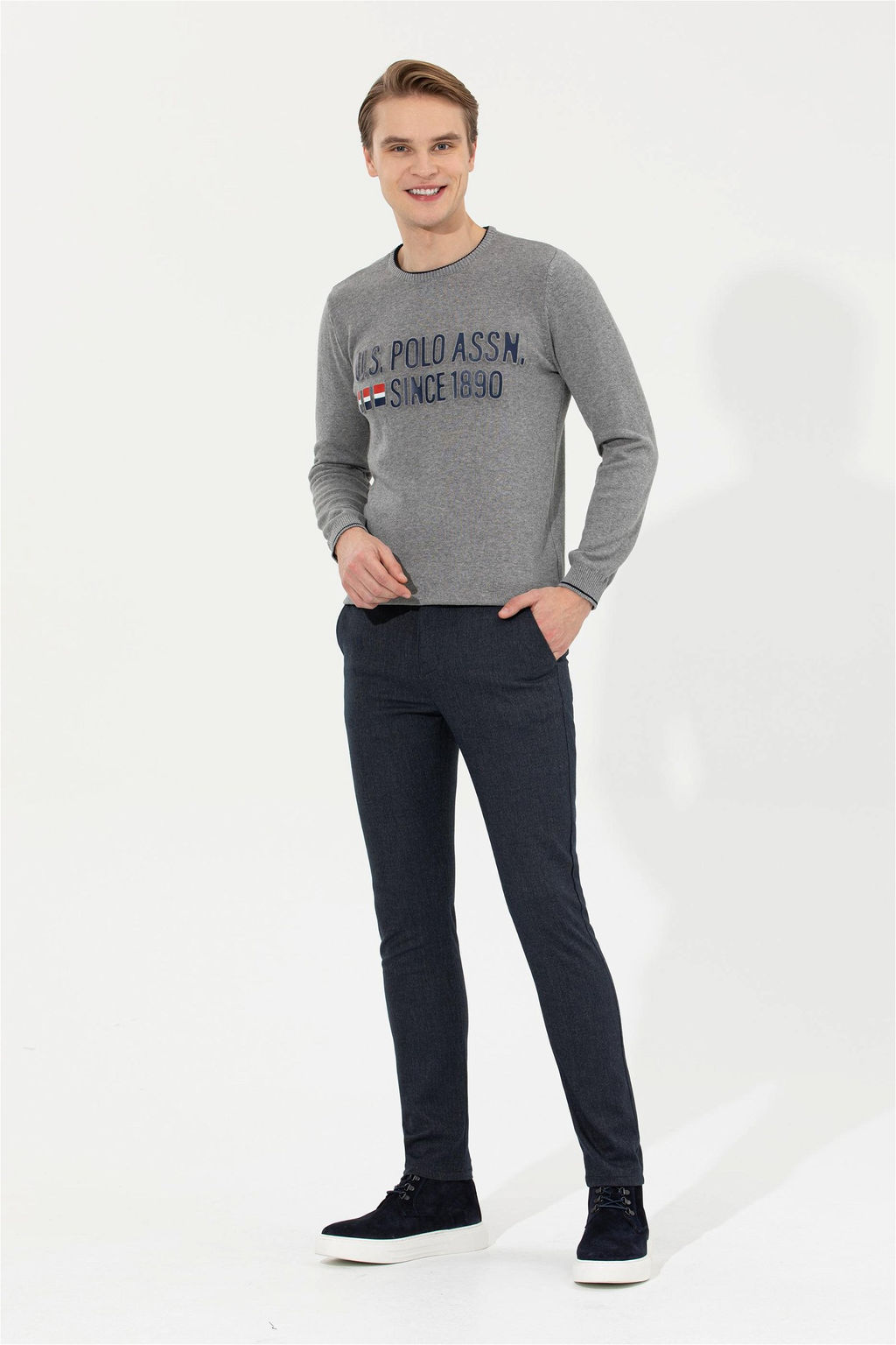 Мужские темно-синие брюки из плотной ткани - U.s. polo assn фото 8