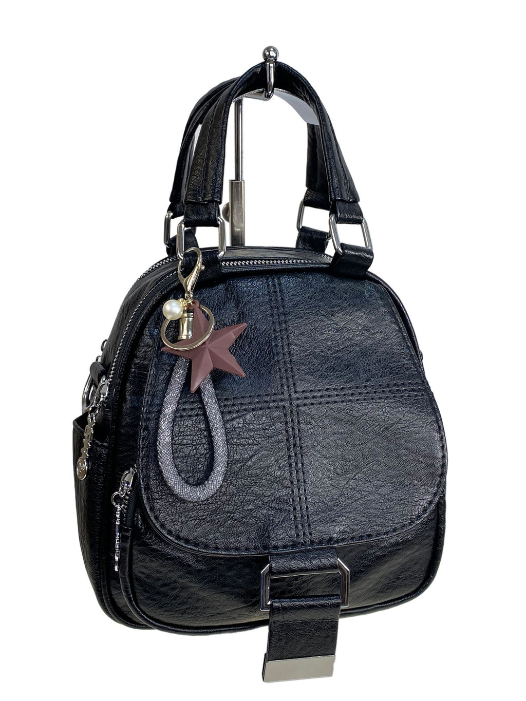 Женская сумка-рюкзак из искусственной кожи, цвет черный