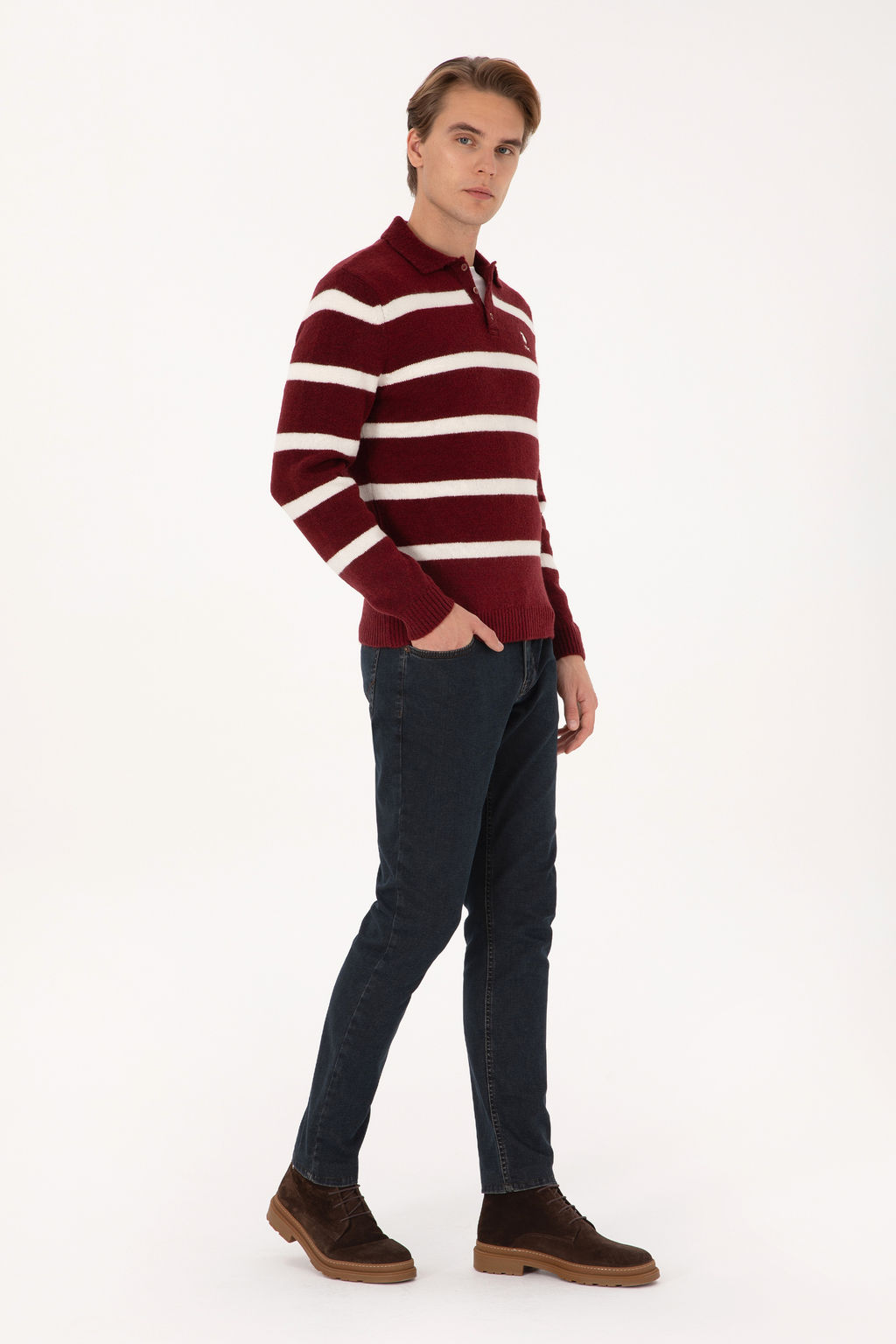 Erkek Regular Fit Polo Yaka Bordo Kazak - U.s. polo assn фото 11