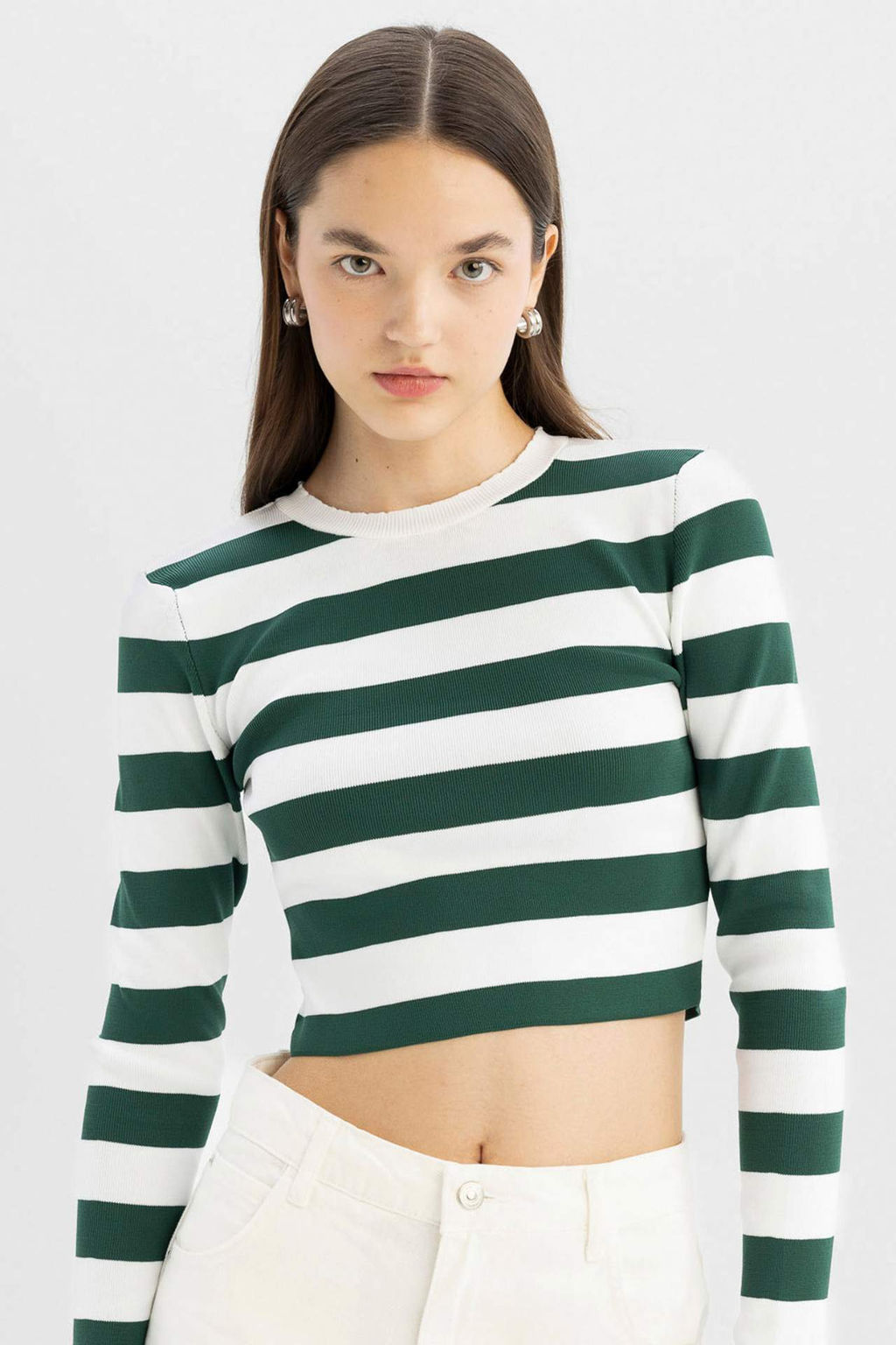 Coool Slim Fit Cizgili Bisiklet Yaka Triko Kazak - Defacto фото 4