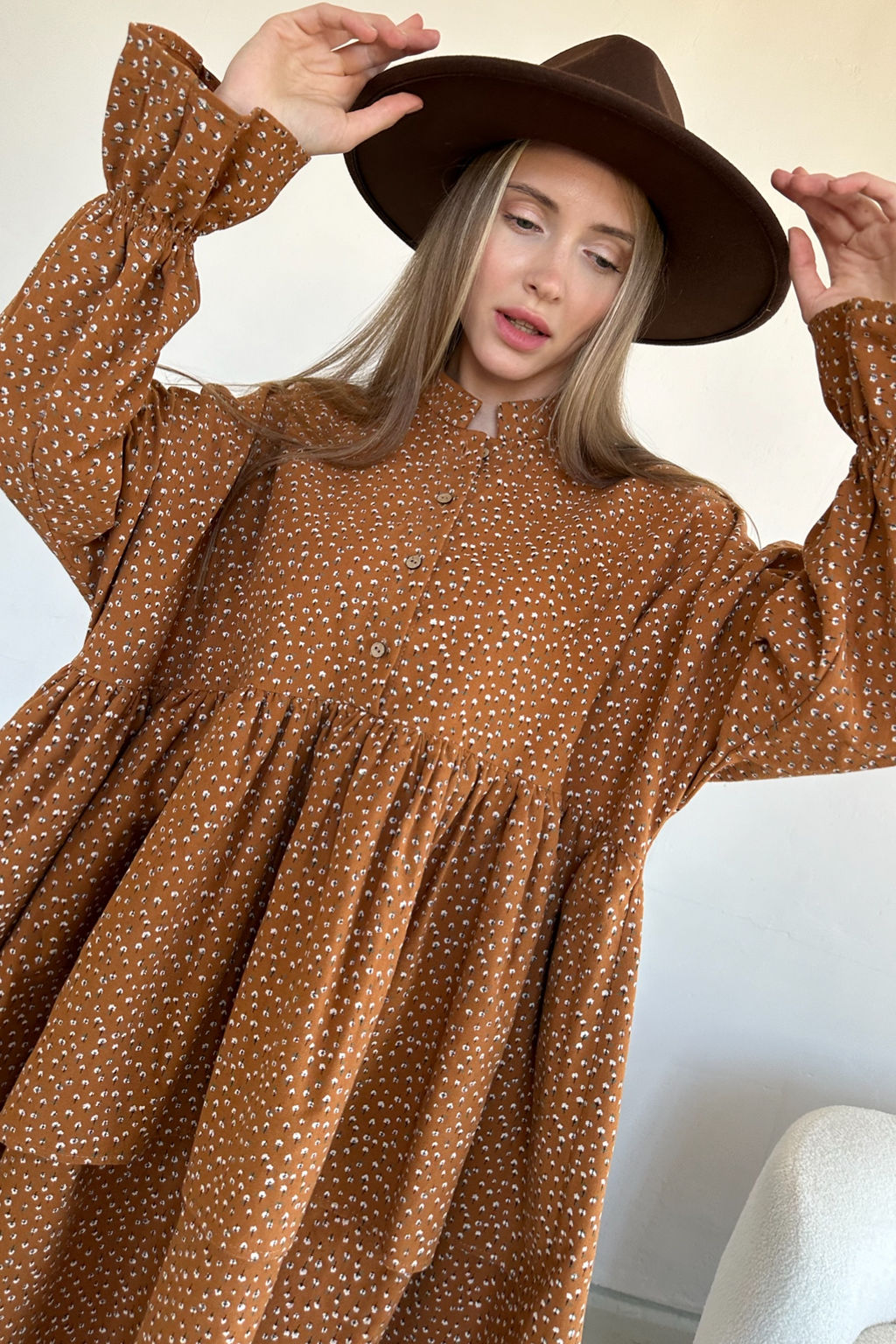 Платье женское PUFF059/03/Коричневый, бежевый - Rise фото 4