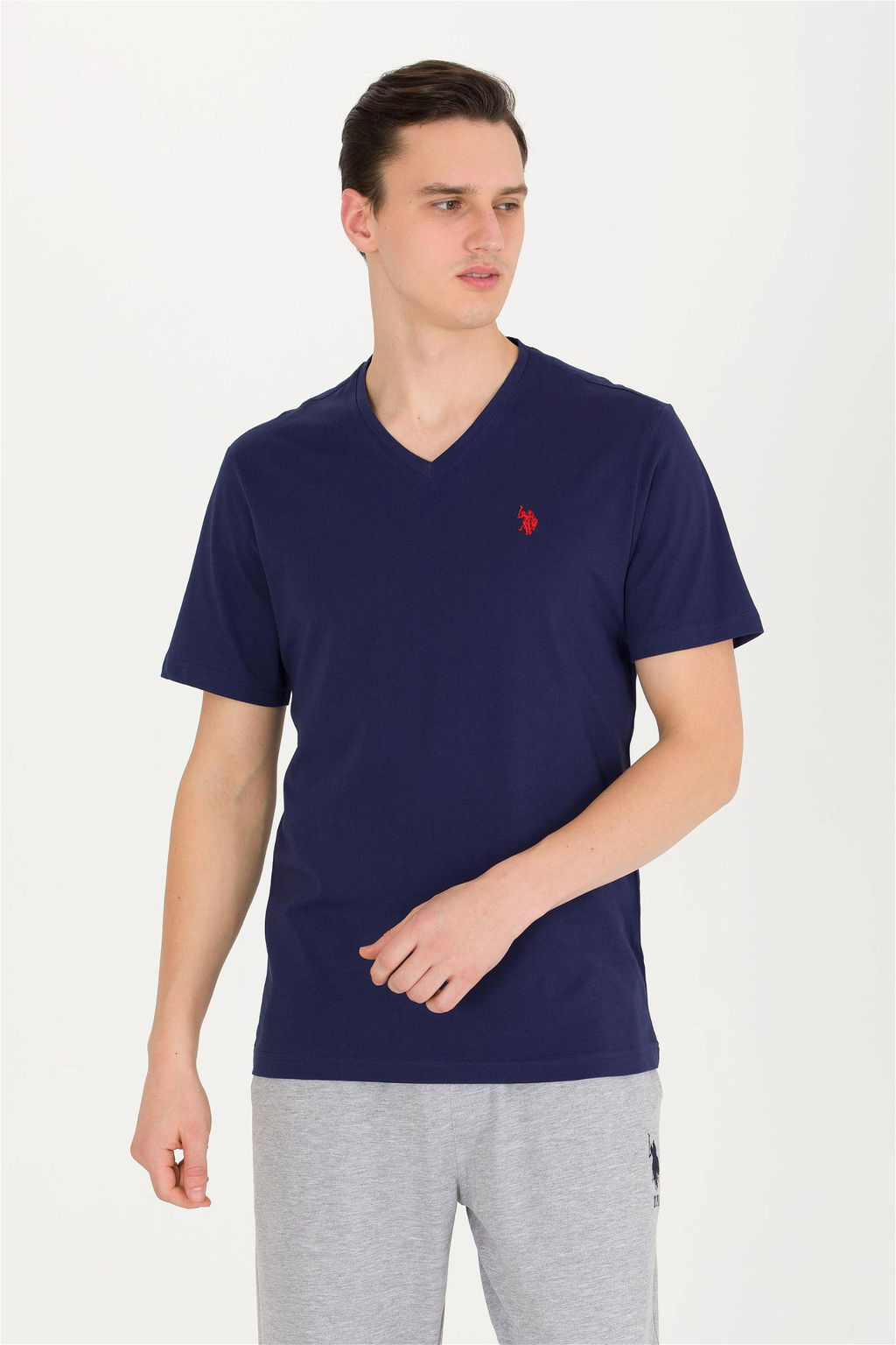 U. S. Polo Assn Мужская темно-синяя базовая футболка с v-образным вырезом - U.s. polo assn фото 7