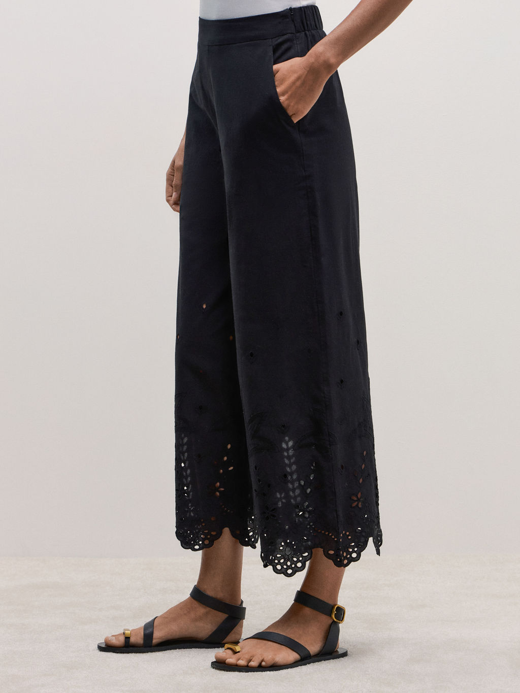 Брюки-кюлоты из хлопка с вышивкой / Zarina  фото 4