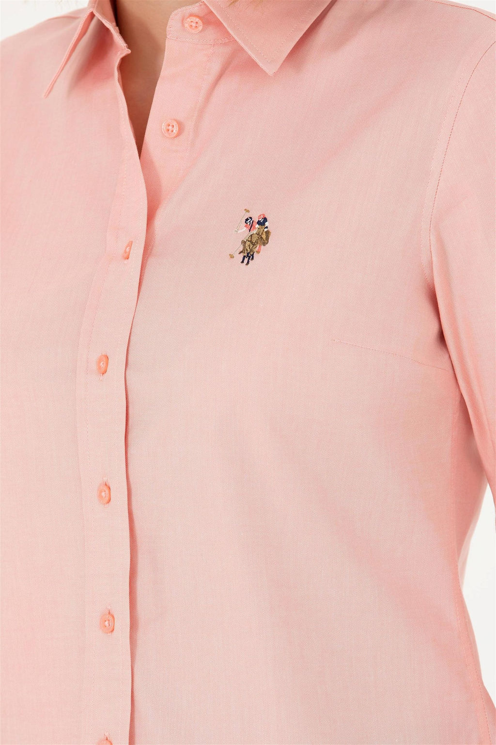 Женская базовая рубашка лососевого цвета с длинным рукавом - U.s. polo assn фото 14