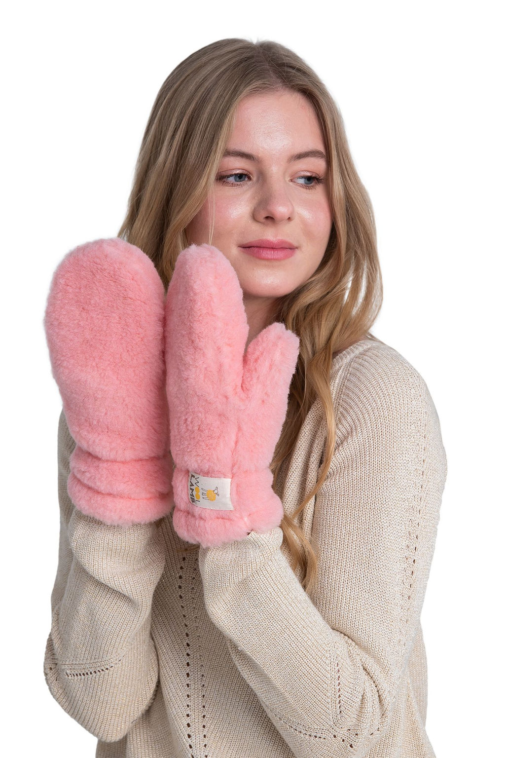 Варежки меховые на резинке ВАНИЛЬ - Woollamb фото 26