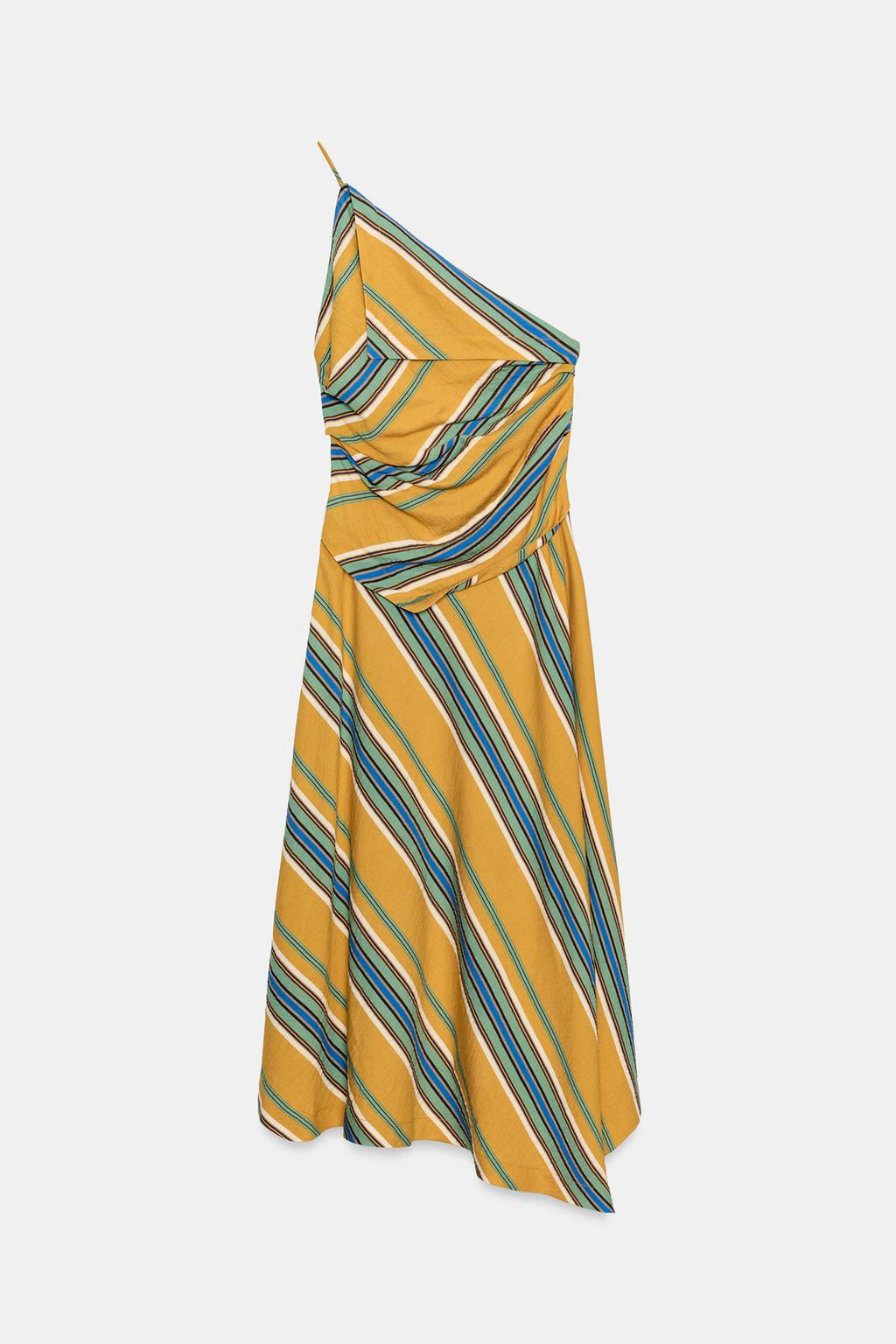 VESTIDO MIDI RAYAS ASIM?TRICO / Multicolor - Zara фото 12
