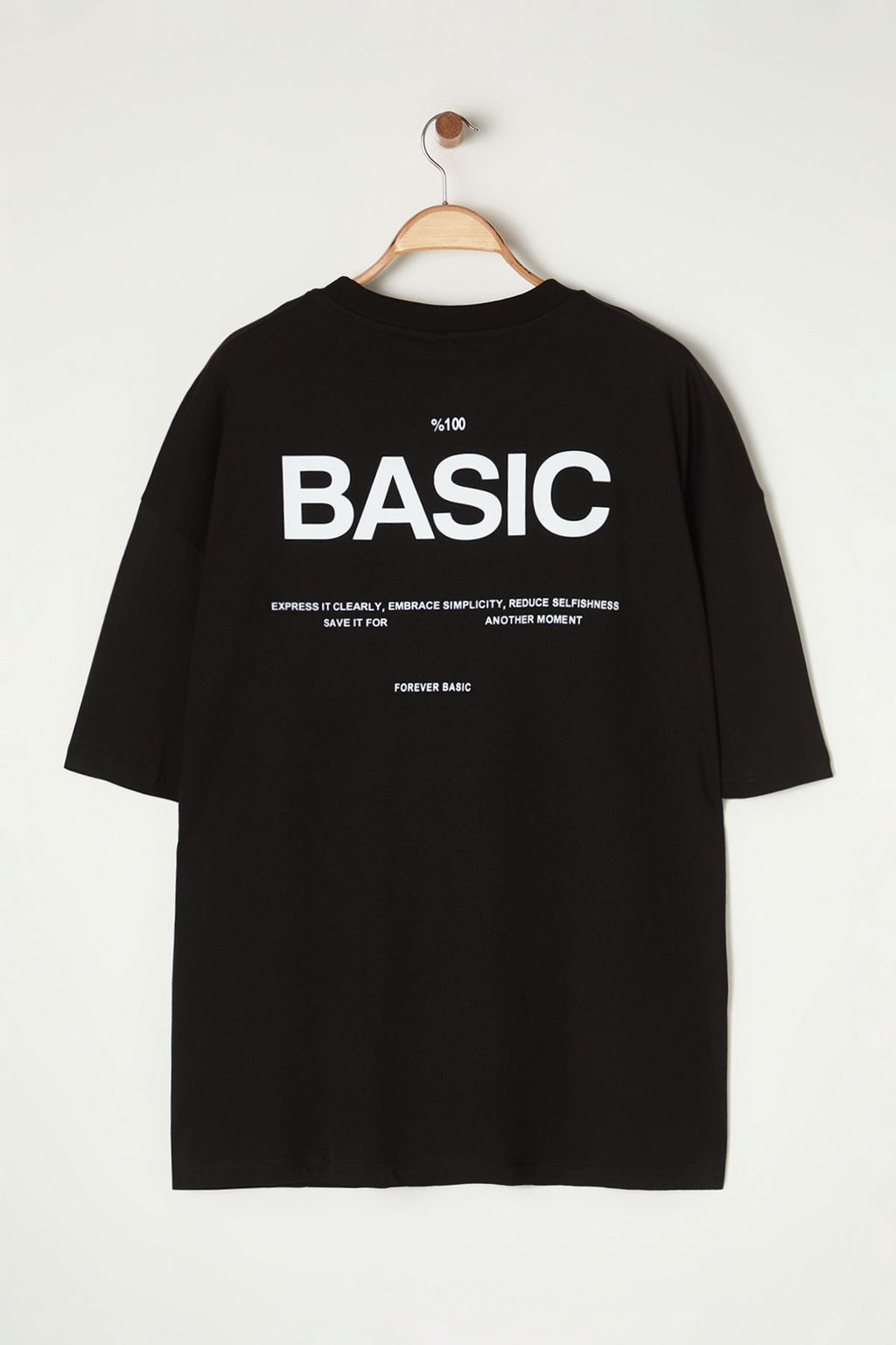 TRENDYOL MAN Siyah Oversize/Genis Kesim Bisiklet Yaka S?rt Bask?l? Buyuk Beden T-Shirt TMNSS25BF00004 - Trendyolmilla фото 3