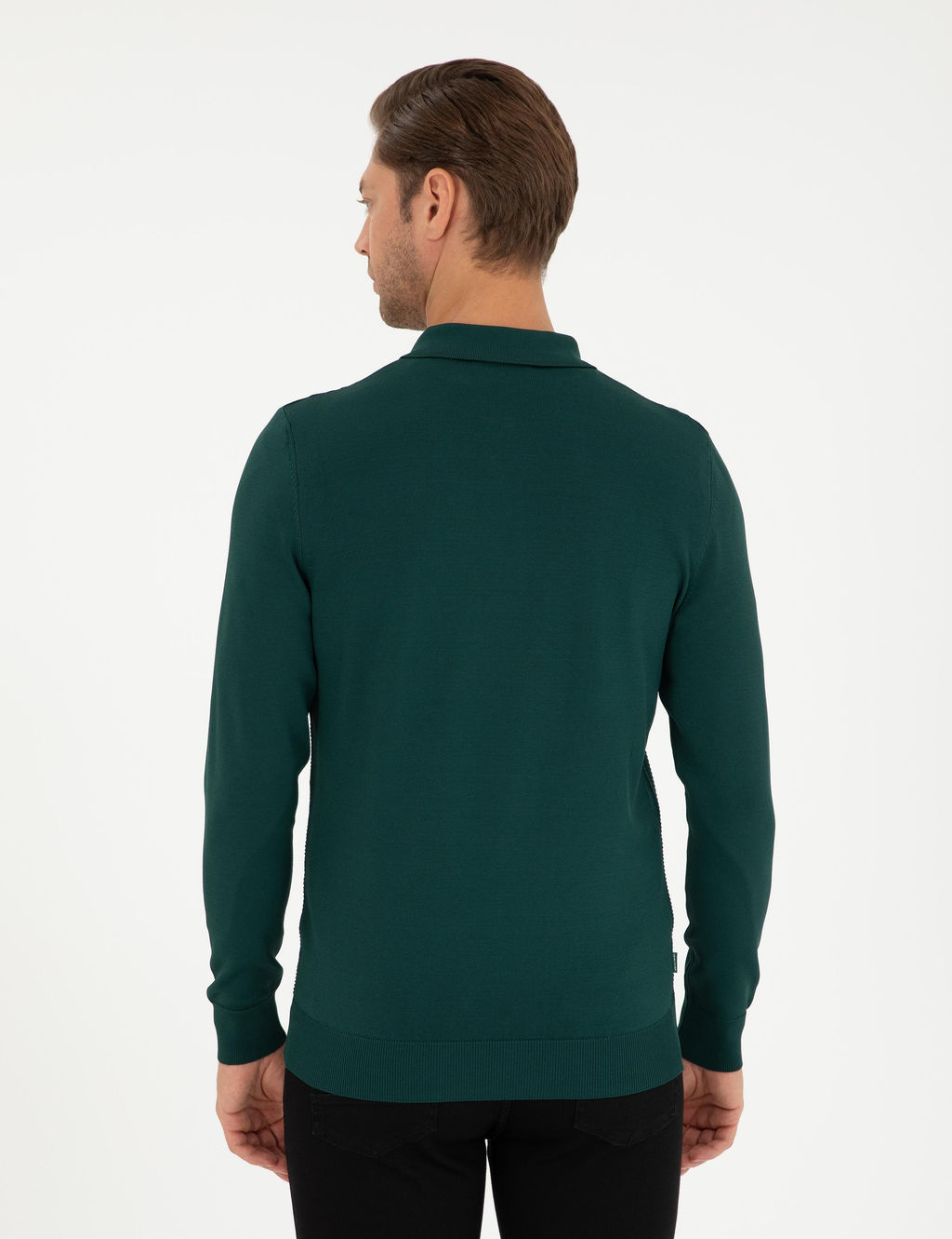 Ye_il Regular Fit Fermuarl_ Polo Yaka Triko Kazak