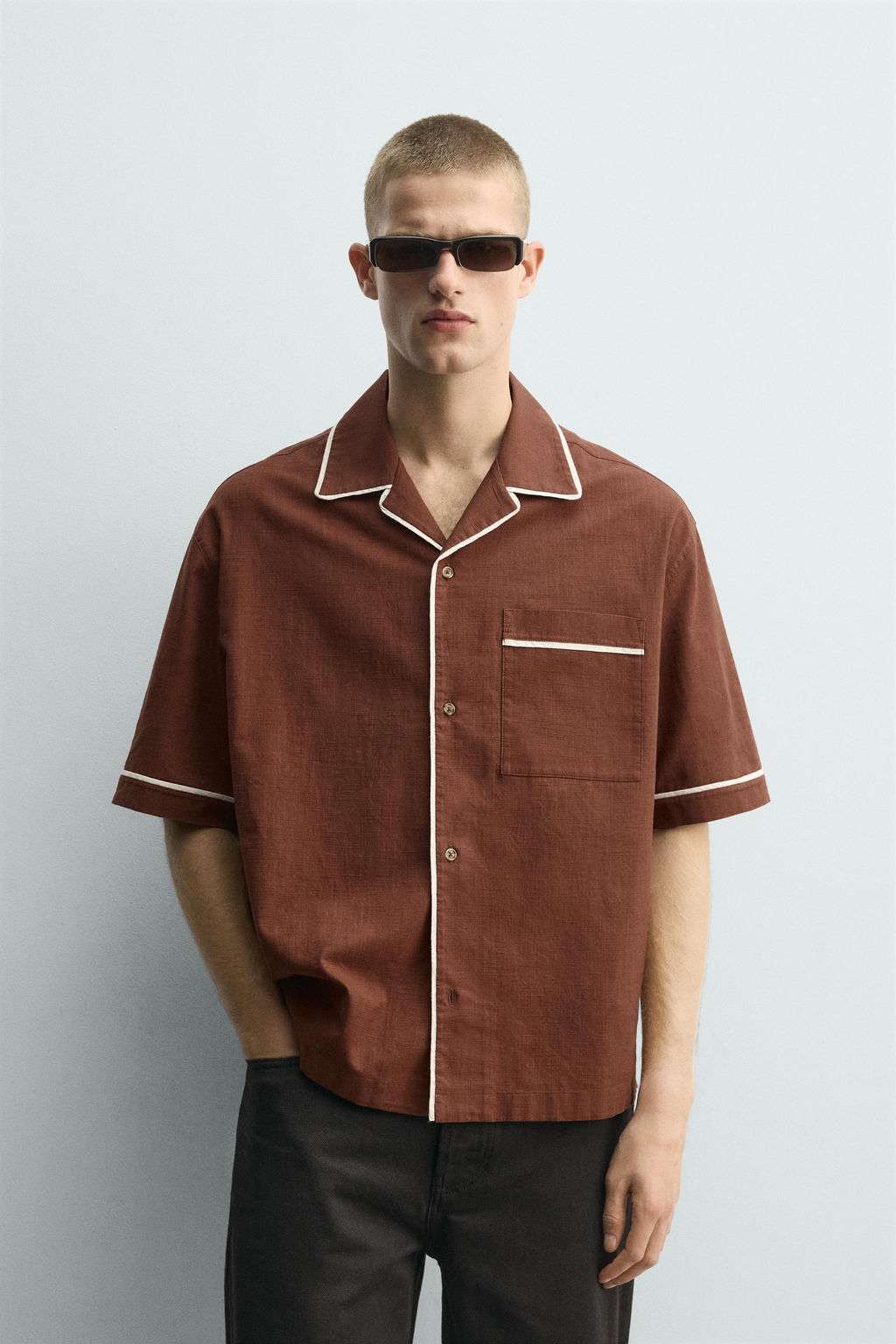 CAMISA RELAXED FIT VIVOS CONTRASTE / Teja - Zara фото 2