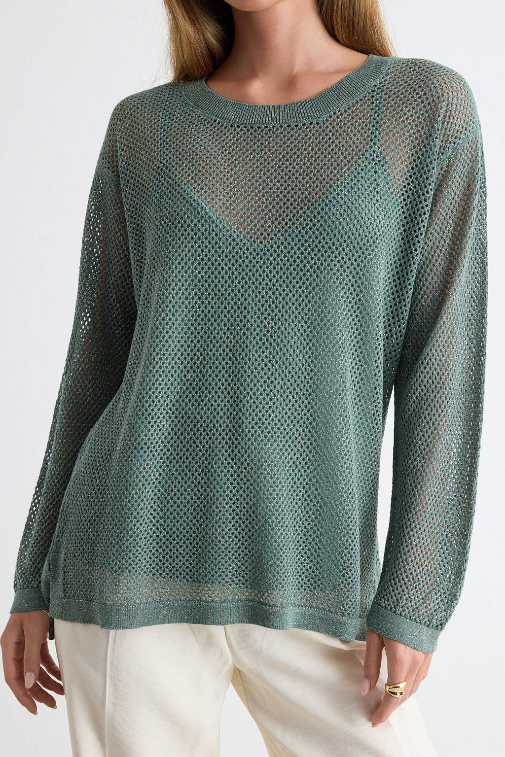Haki Ajurlu/Delikli Triko Kazak TWOSS26KZ00021 - Trendyolmilla фото 3