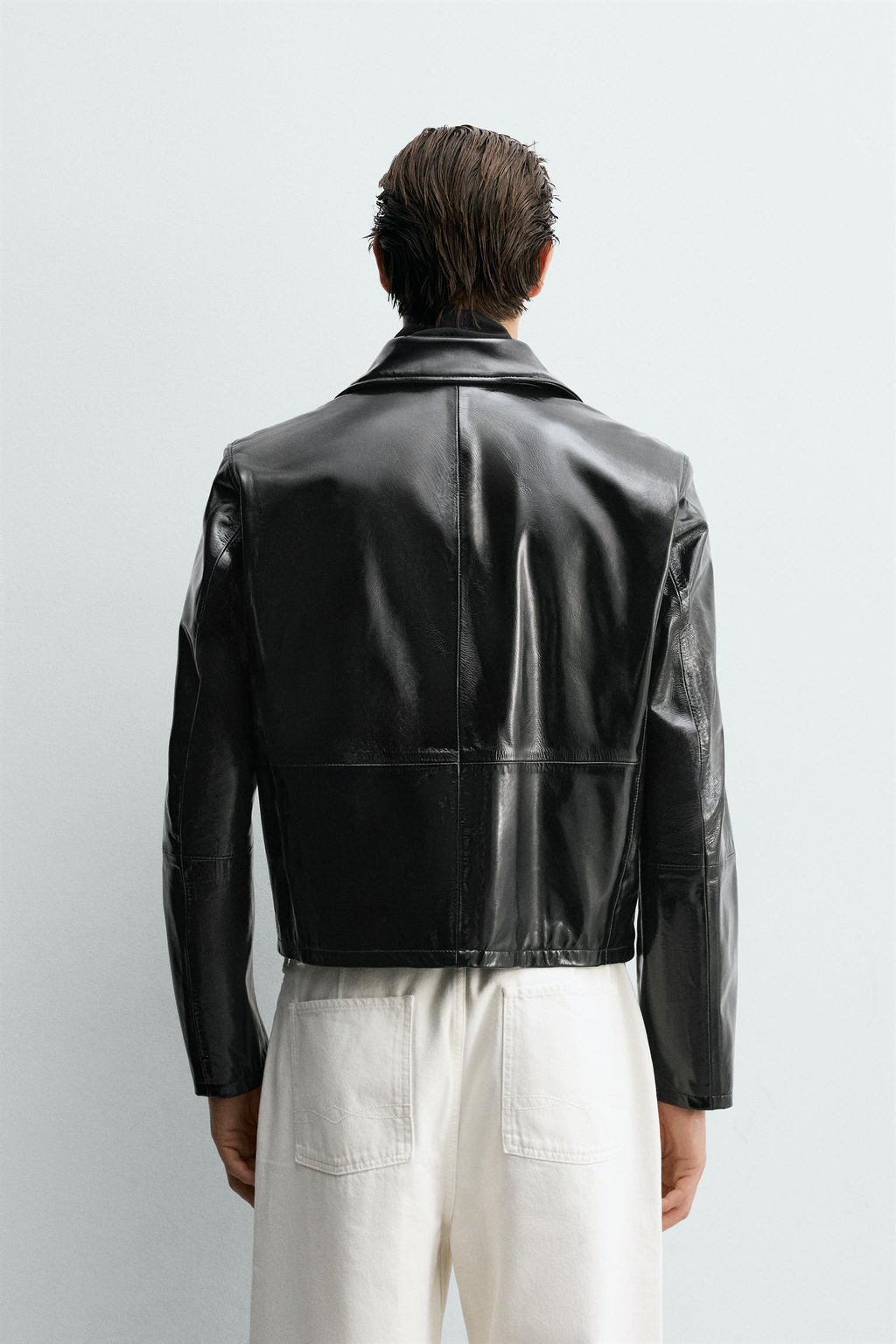 SHINY FINISH LEATHER JACKET - Zara фото 3