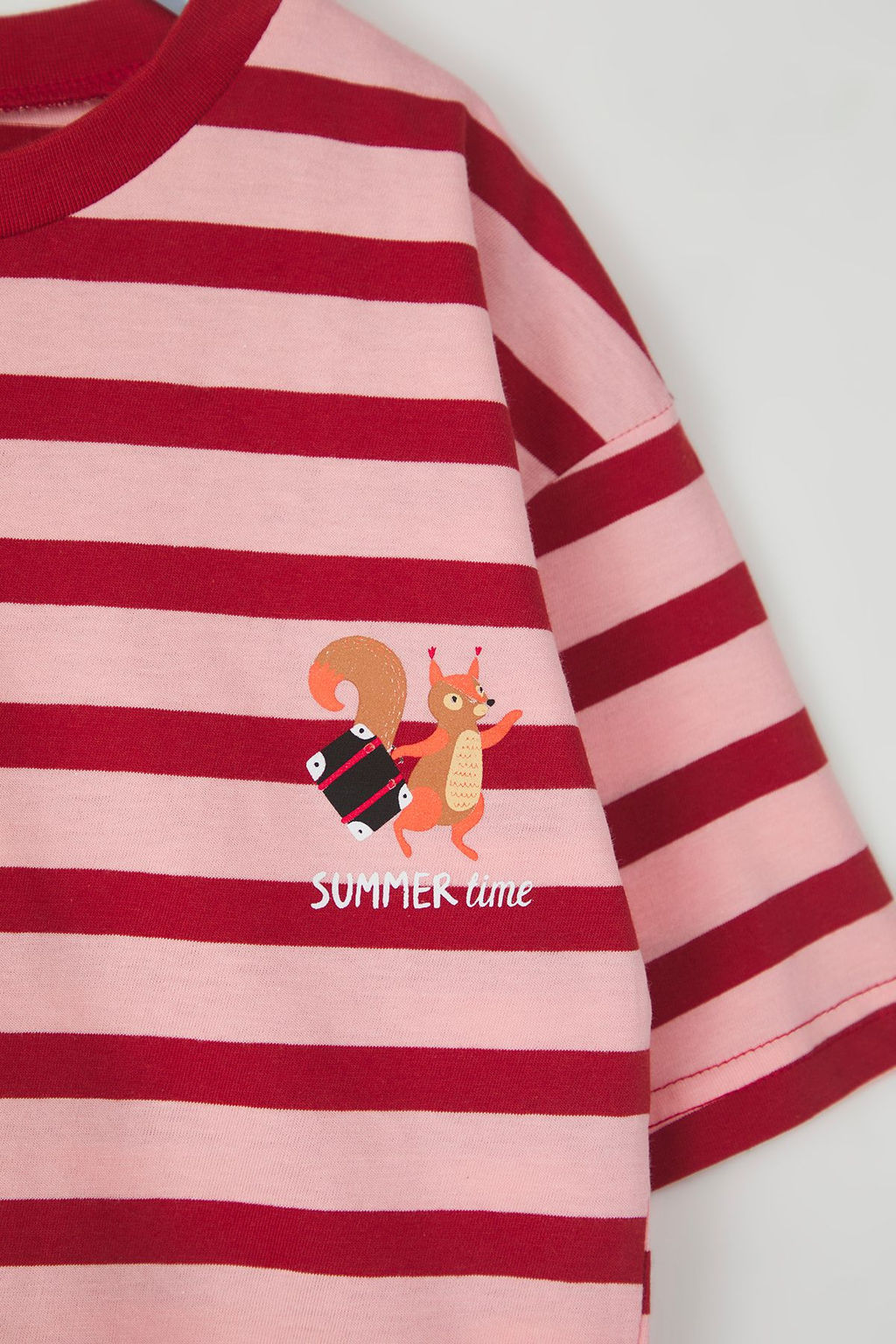 Bordo %100 Pamuk Unisex Cizgili Bask?l? Oversize Kal?p K?sa Kol Orme T-Shirt TKDSS25TS00037 - Trendyolmilla фото 5