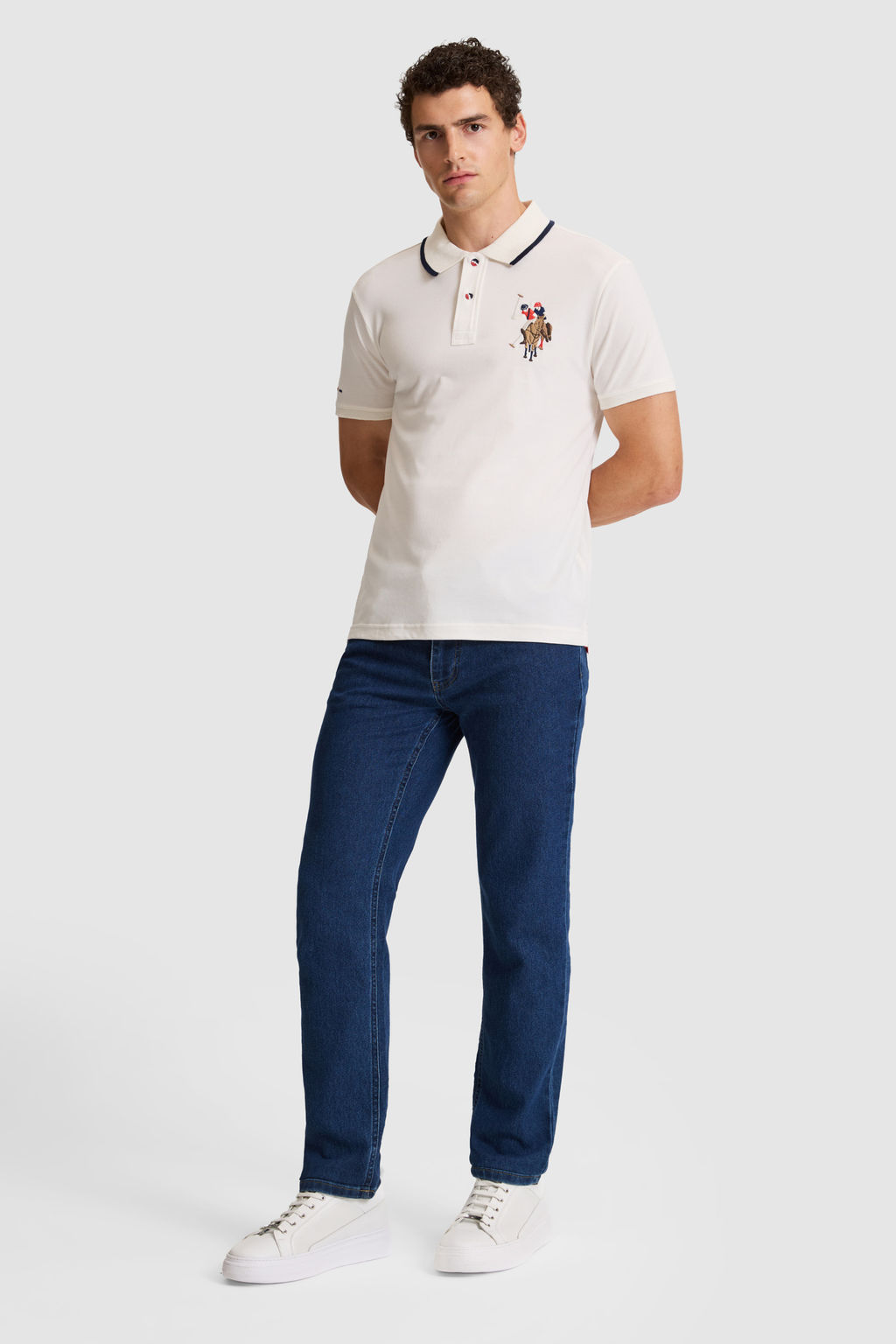 Erkek Beyaz Slim Fit Polo Yaka Basic TiЕГrt - U.s. polo assn фото 4