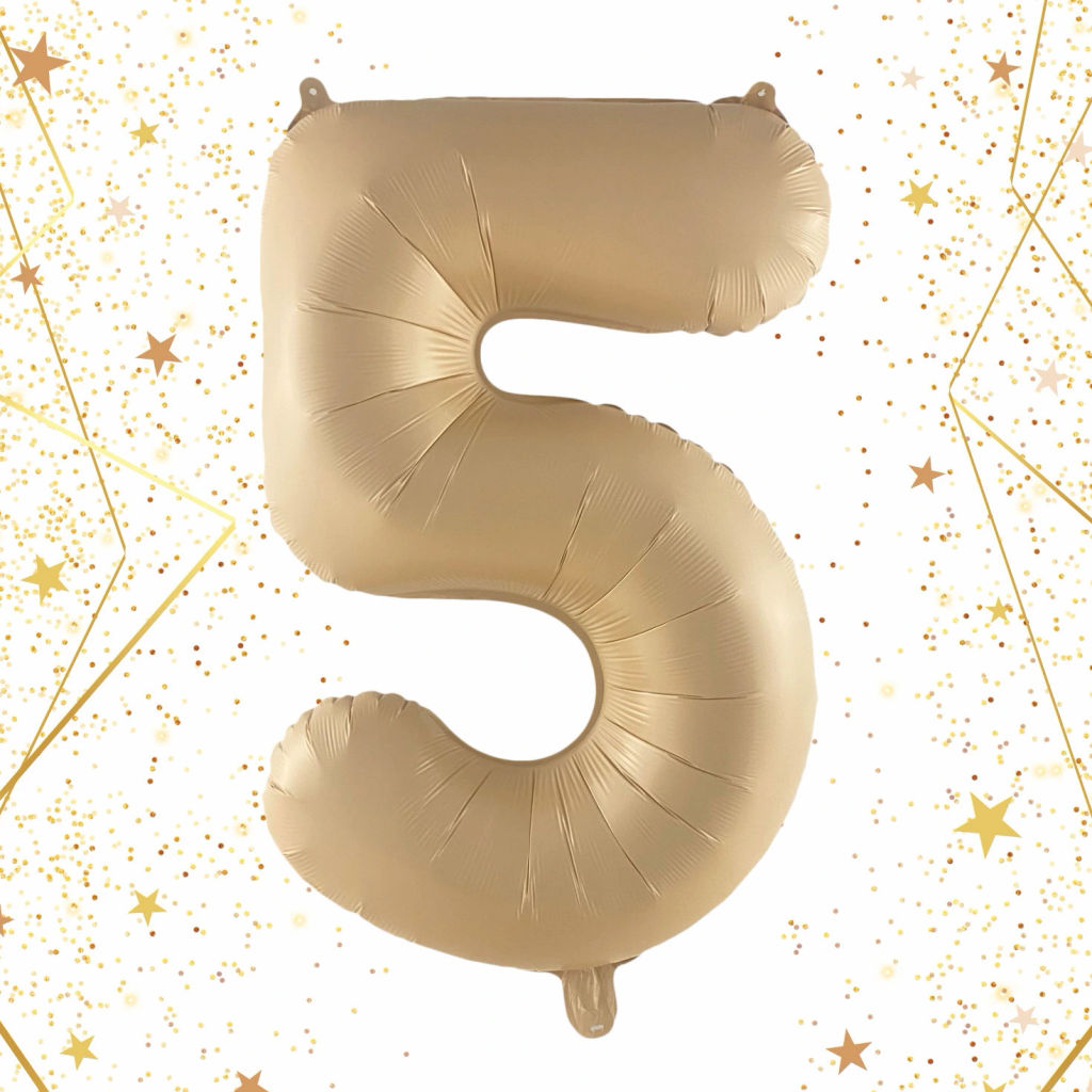 Шар фольгированный 32/81см "Цифра "5" (шампань)