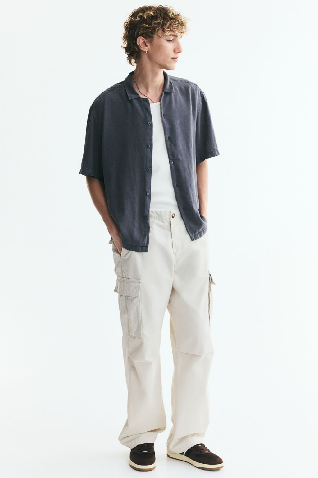 Camisa resort en mezcla de lino Relaxed Fit - H&m фото 6