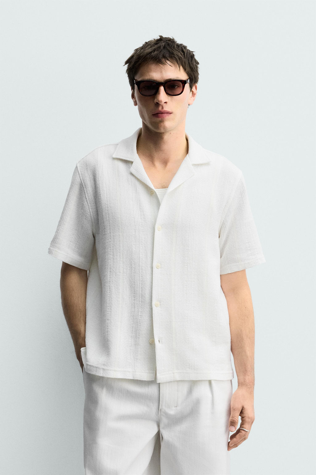 CAMISA REGULAR FIT JACQUARD RAYAS / Blanco roto - Zara фото 2