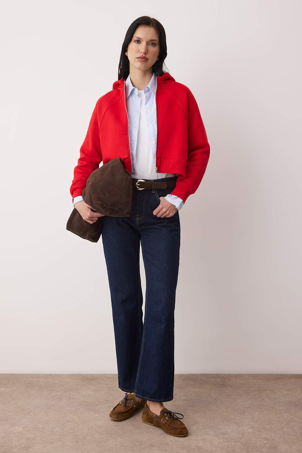 K?rm?z? Regular/Normal Kal?p Crop Orme Sweatshirt TWOAW26SW00045