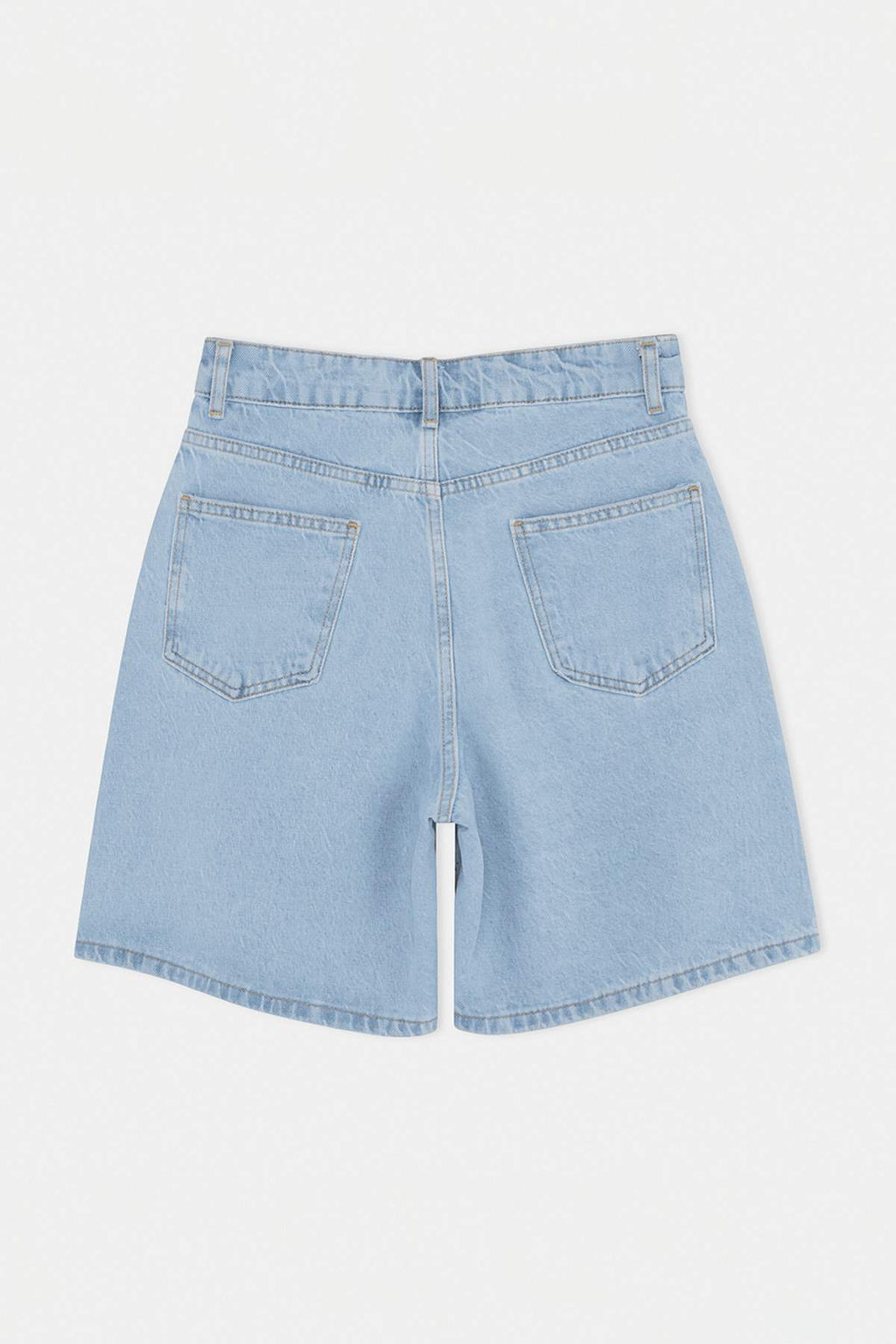 Mavi Ta_ Detayl_ Y_ksek Bel Denim Bermuda TWOSS26SR00242