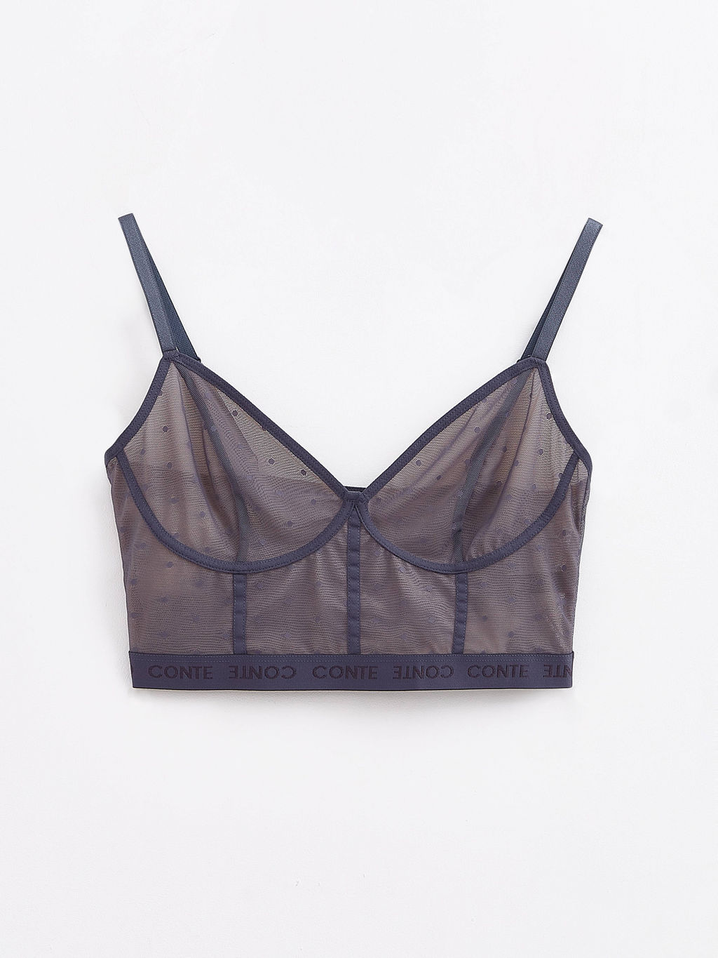 CONTE MESH&DOTS LBE 2299 Бюстье в мелкую сетку с рисунком точки deep grey - Conte elegant фото 4