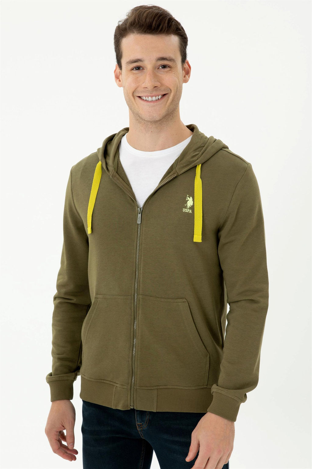 Мужской вязаный кардиган цвета хаки - U.s. polo assn фото 8