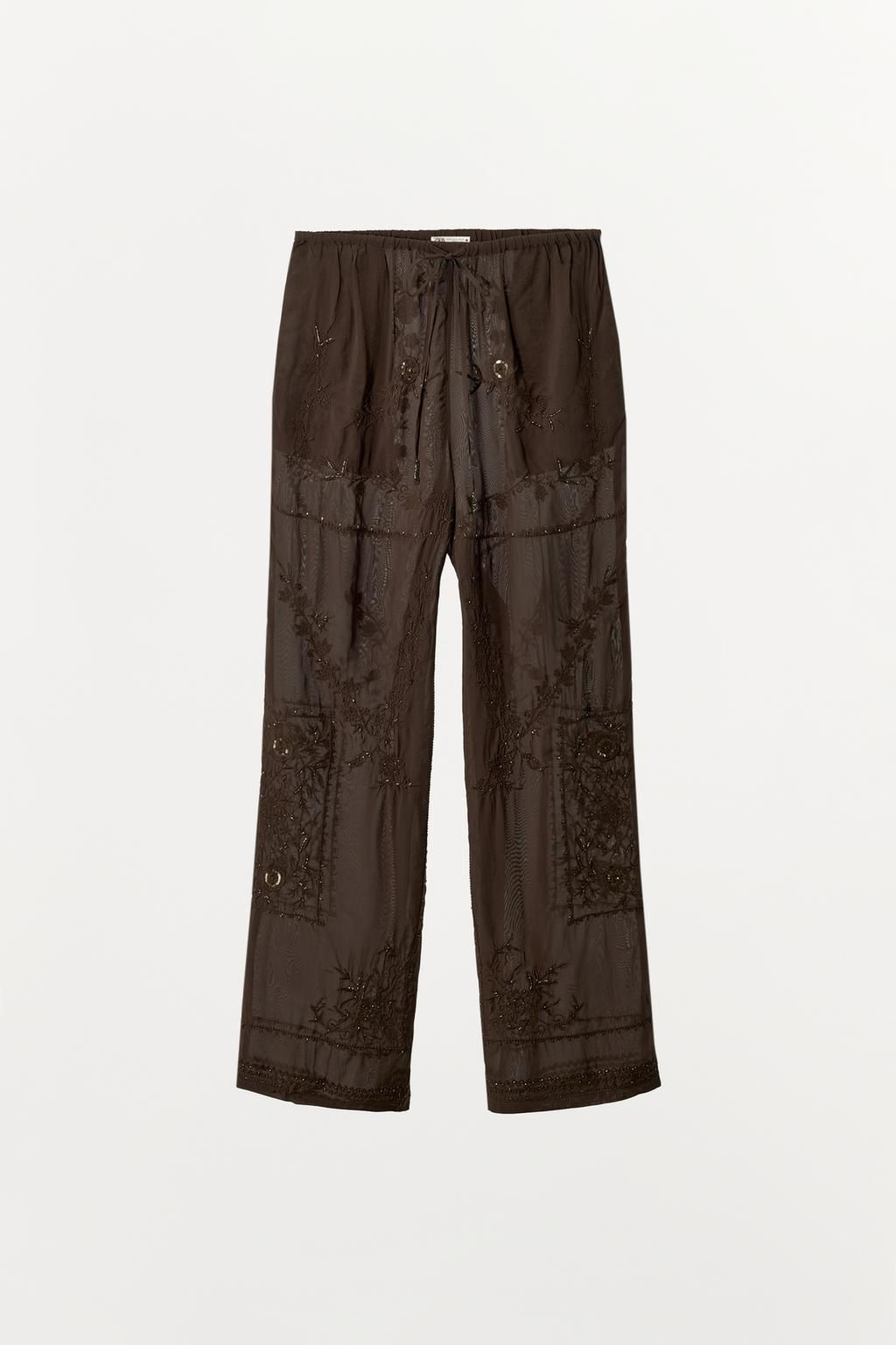 EMBROIDERED BEADED TROUSERS - Zara фото 5