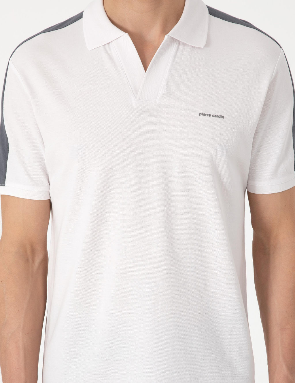 Koyu Gri Kol Detayl_ Slim Fit %100 Pamuk Apa_ Yaka Ti__rt