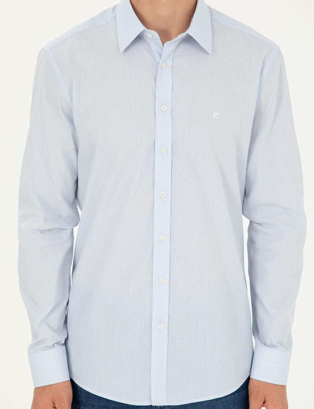 Синяя зауженная рубашка с длинным рукавом - Cacharel фото 6