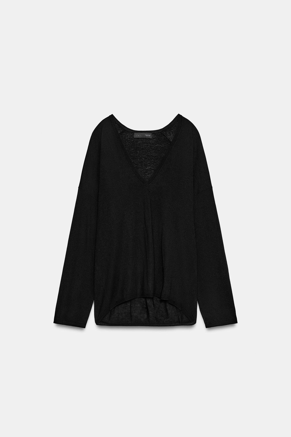 JERSEY PUNTO FINO ESCOTE PICO / Negro - Zara фото 6