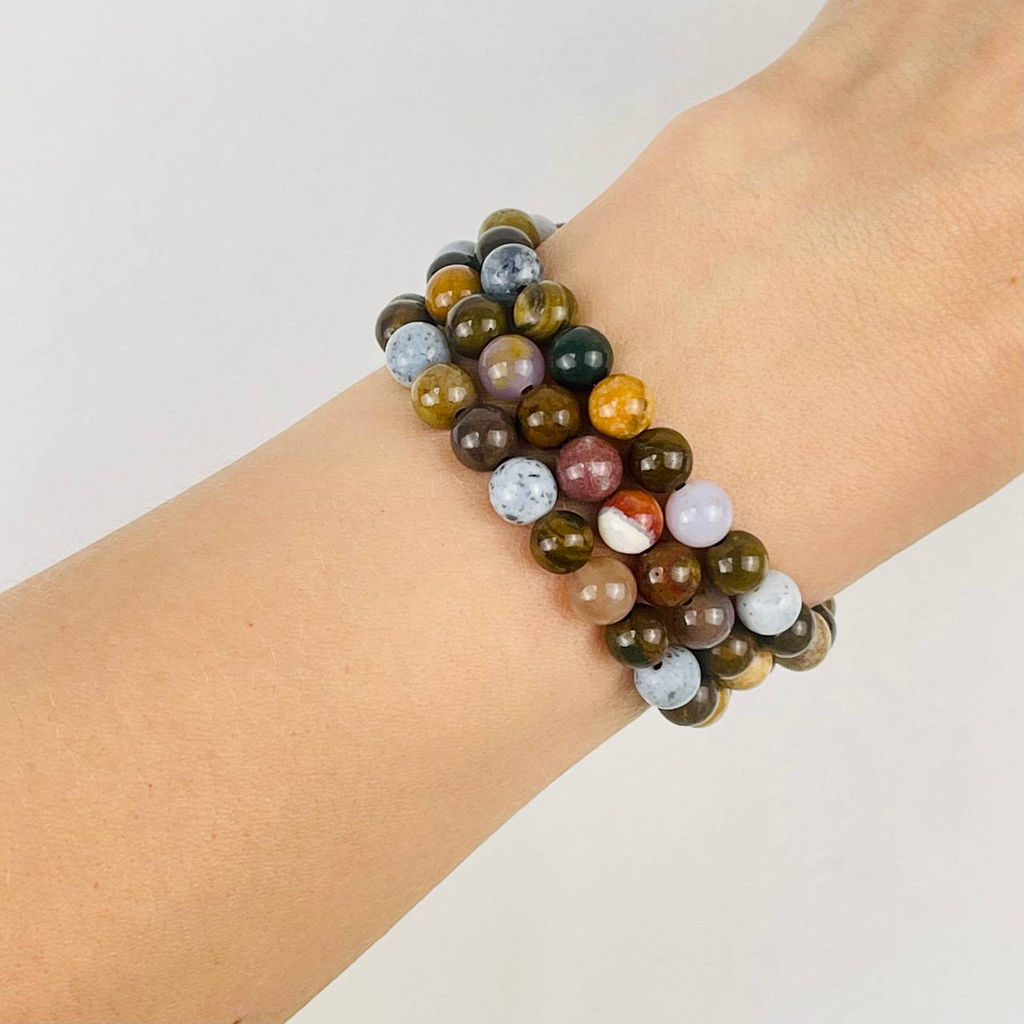 Бусины для украшений из океанической Яшмы (60 бусин) 39 см