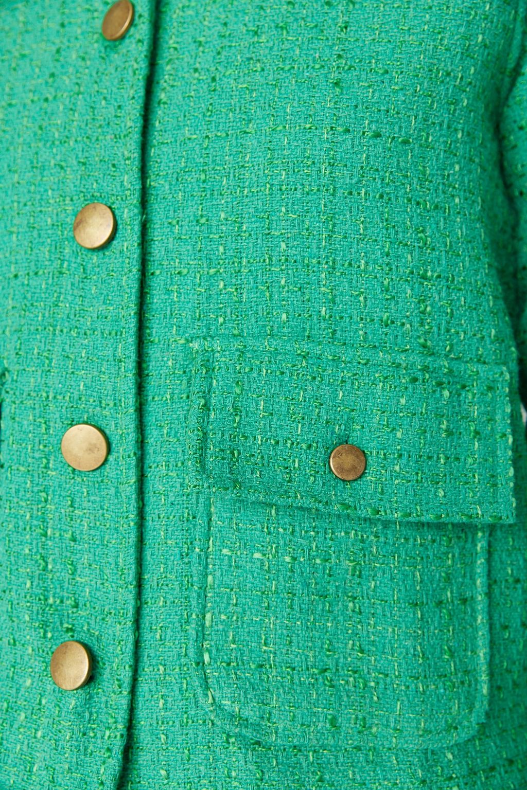 Yesil Fitted Cep Detayl? Ekose Crop Dokuma Ceket TWOAW23CE00140