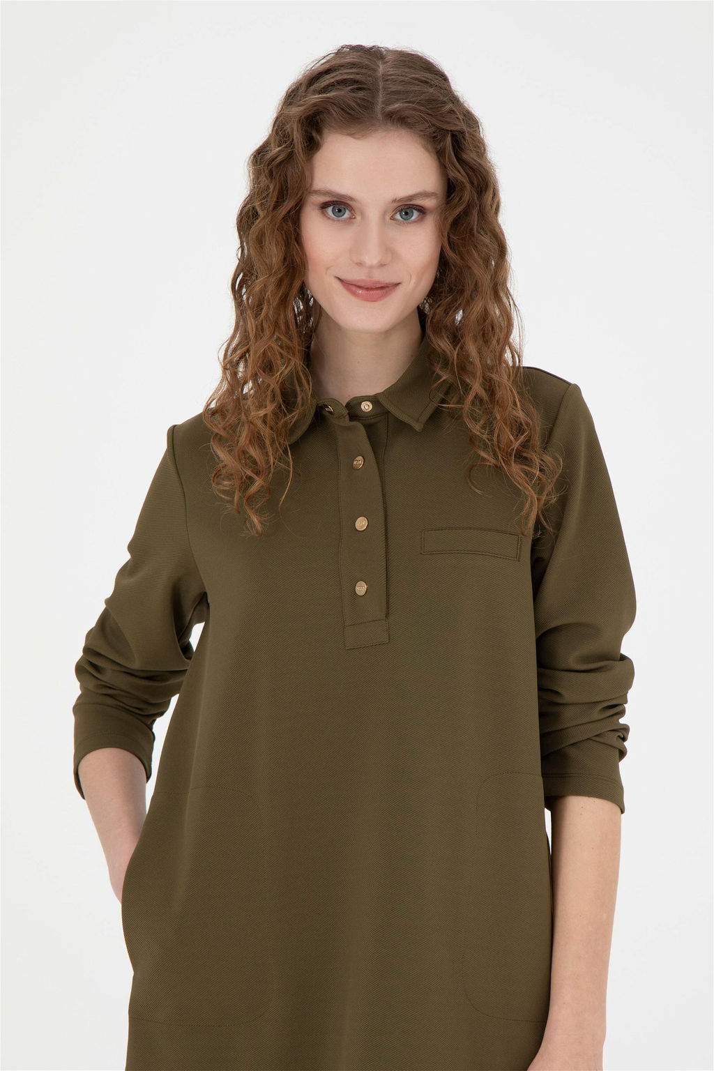Женское трикотажное платье цвета хаки - U.s. polo assn фото 2