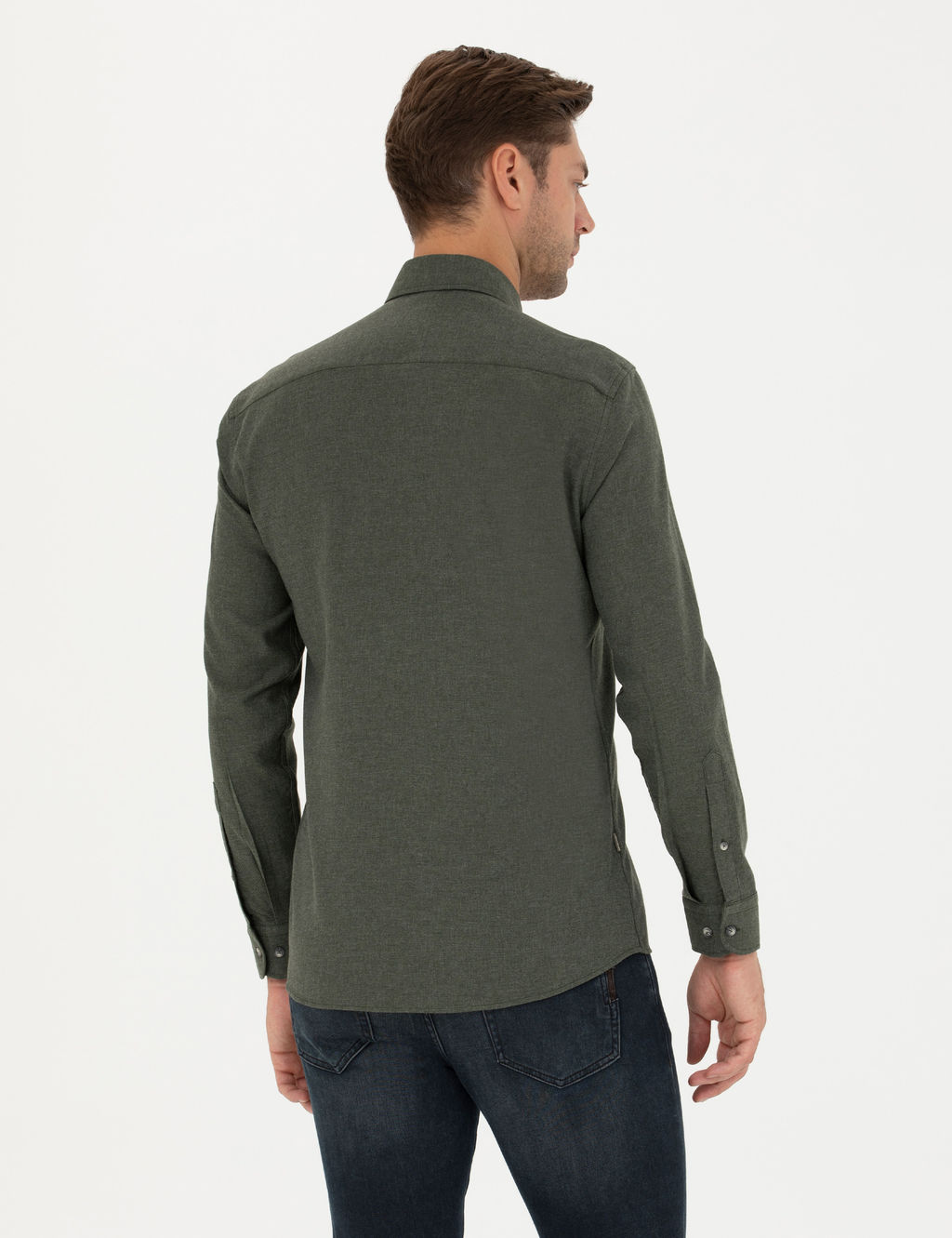 Haki Slim Fit Uzun Kollu G_mlek