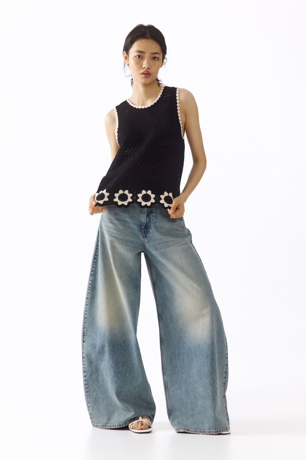 Crochet-look hole-knit top - H&m фото 7