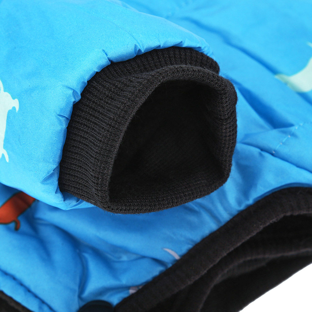 Пэт тойс (Pet toys) Одежда для собаки Куртка с капюшоном, с метал. кольцом, с принтом, на кнопках, р-р S, длина спинки 18см/обхват груди 30см/обхват шеи 26см, цвет-голубой, плащевка/синтепон/флис (100% полиэстер) (Китай) - Домашняя Мода фото 8