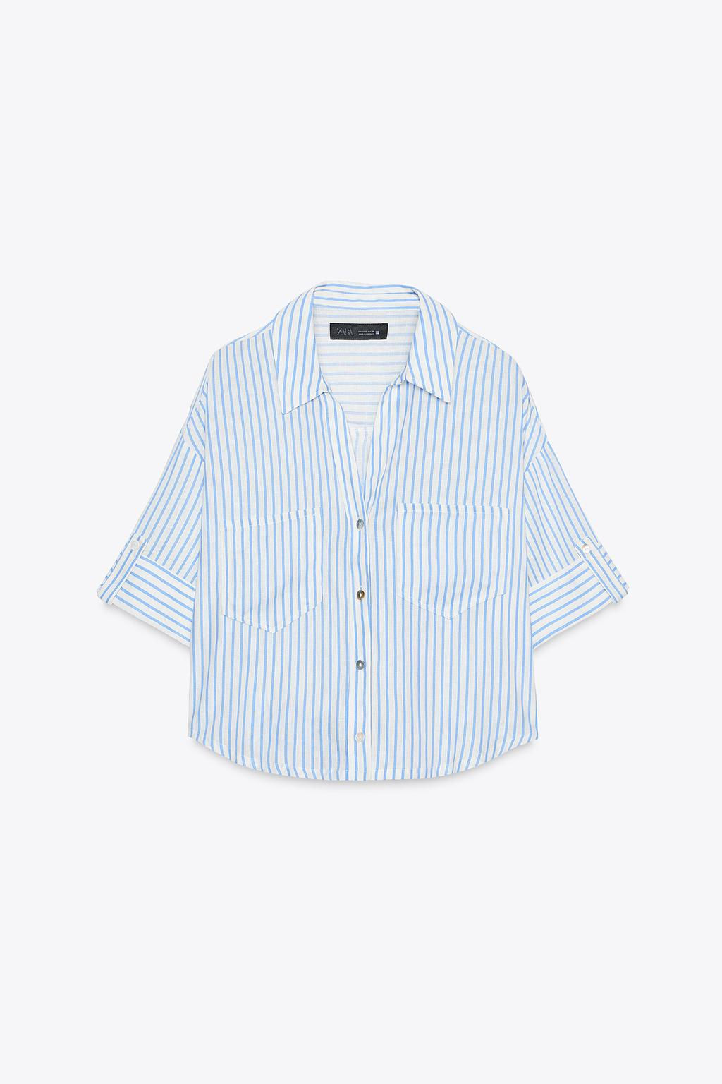 CROPPED LINEN BLEND SHIRT - Zara фото 45