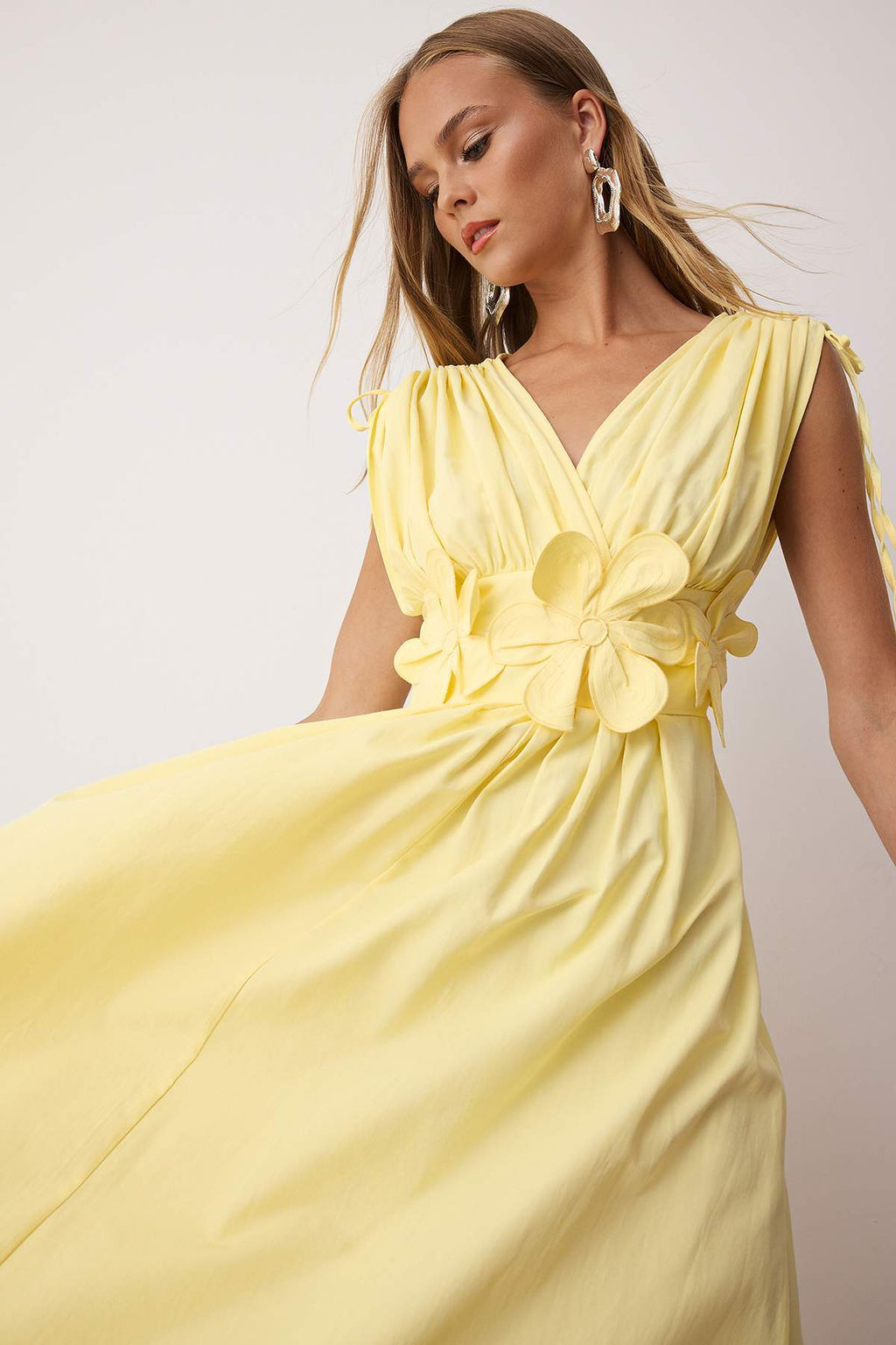 Trendyolmilla Ac?k Mavi 3 Boyutlu Cicek Detayl? Poplin S?k Abiye Gece Mezuniyet Elbisesi TPRSS24EL00282  фото 11