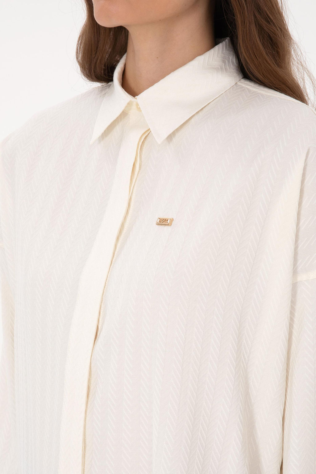 Kad_n Krem Uzun Kollu Oversize Desenli G_mlek - U.s. polo assn фото 7