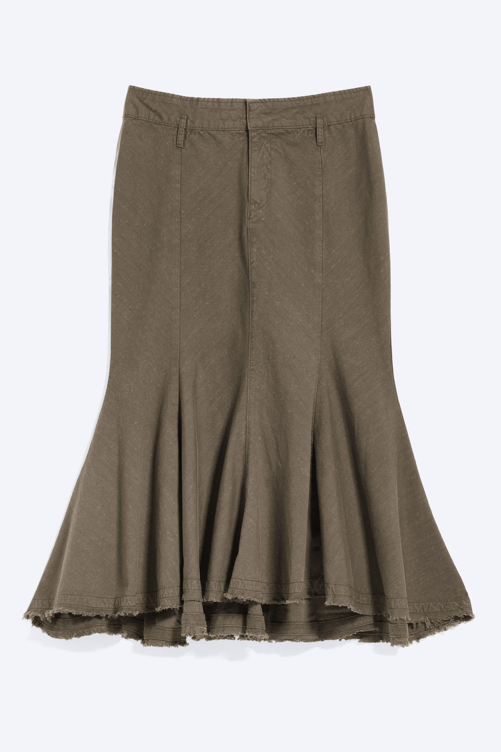 Falda midi de algod?n desflecada