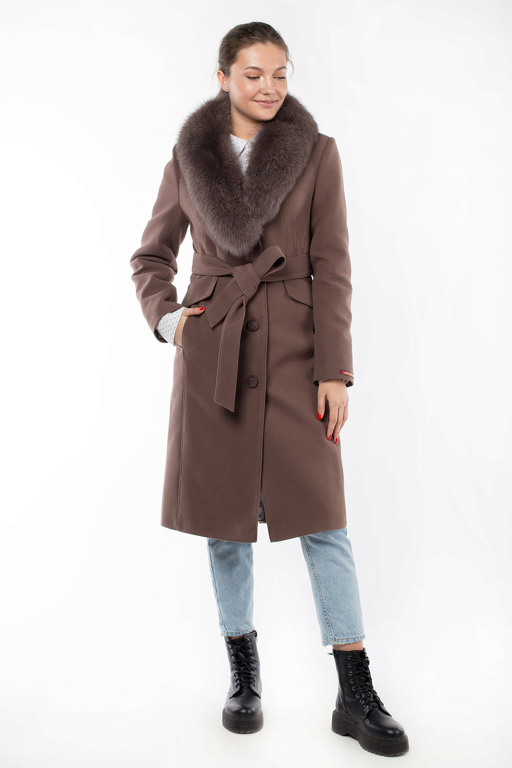 Мех натуральный (песец) Пальто утепленное Холлофайбер 300 - El podio фото 2