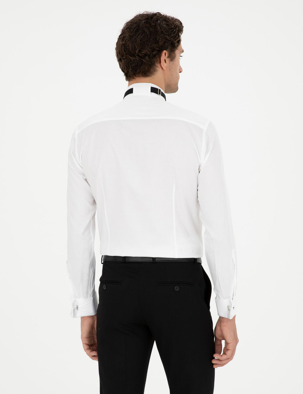 Beyaz Slim Fit Man_etli Pamuk Kar___ml_ Smokin G_mlek