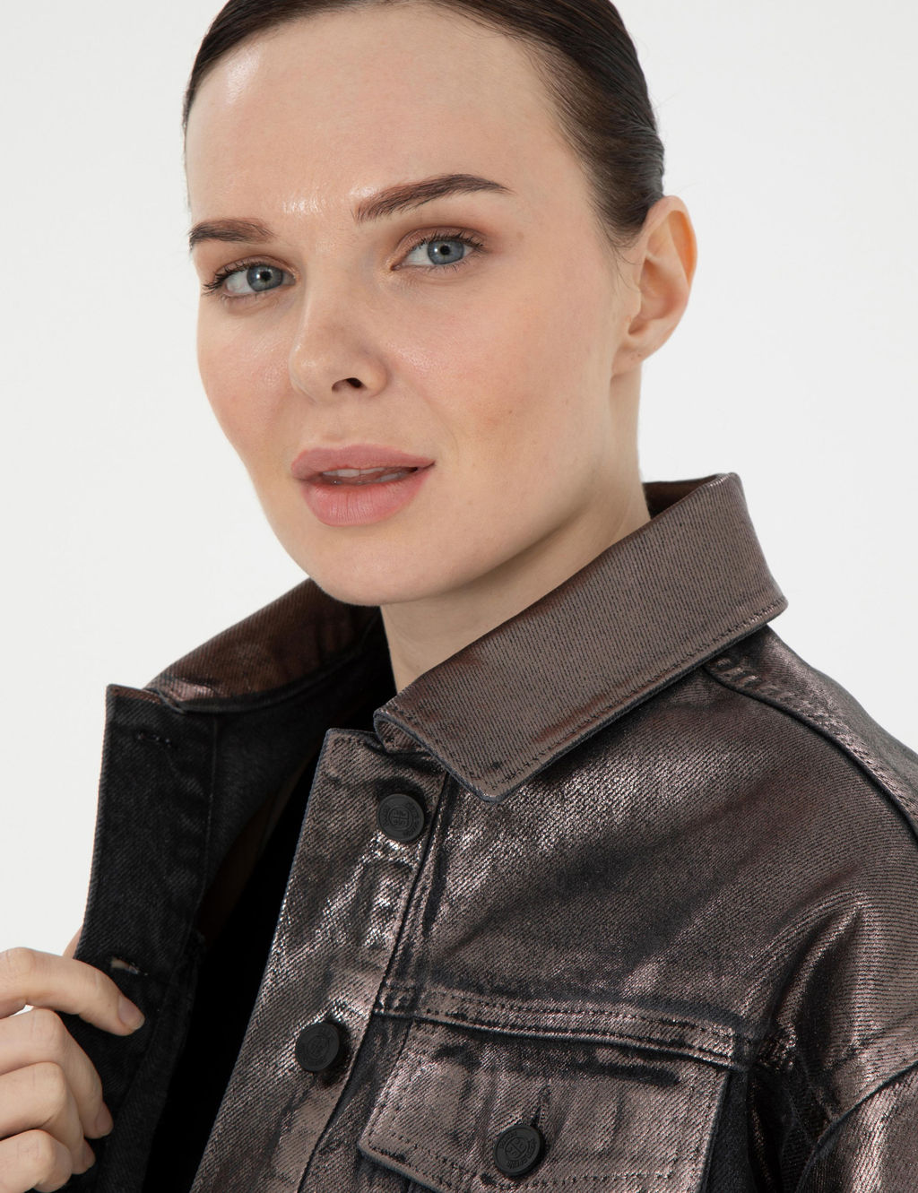 Antrasit Crop Top Jean Ceket - Pierre cardin фото 2