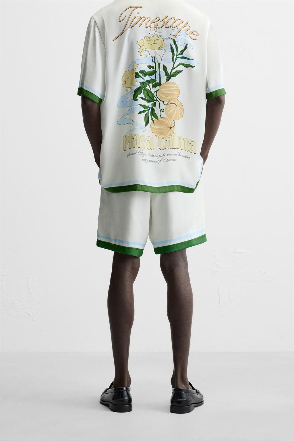 PRINTED SATIN BERMUDA SHORTS - Zara фото 11