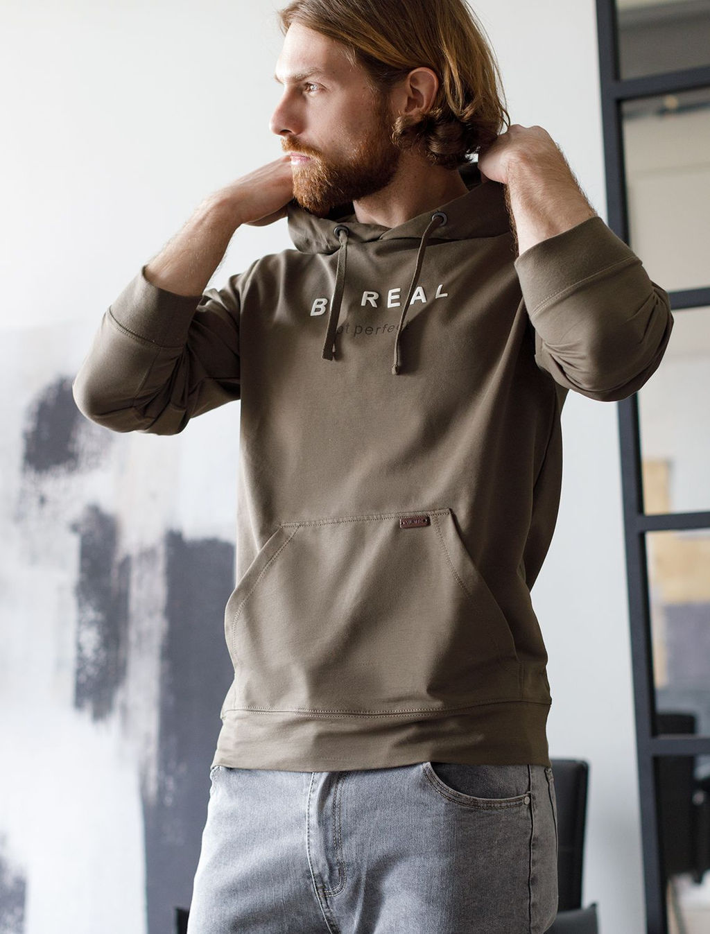 Худи из эластичного футера-двухнитки с принтом