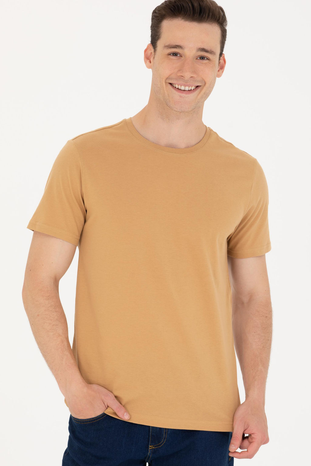 Футболка U.S. Polo Assn Camel Basic с круглым вырезом из хлопка  фото 8