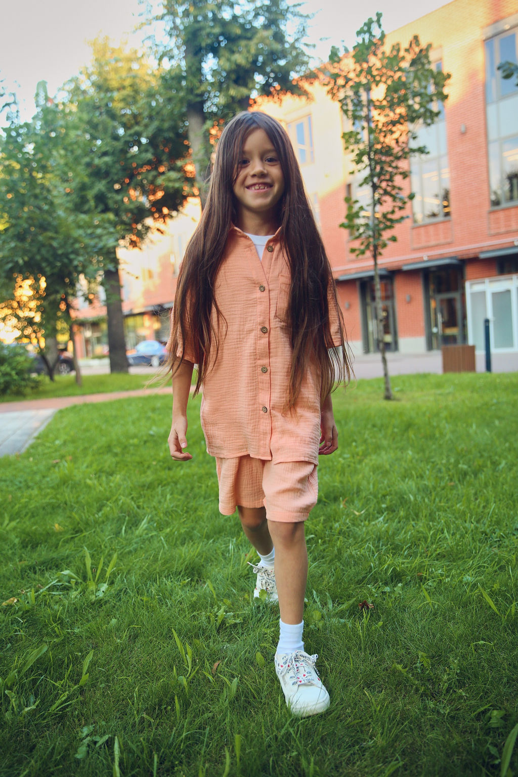 Детский муслиновый костюм - рубашка и шорты, Mini Hippy NERO - Caimano фото 18