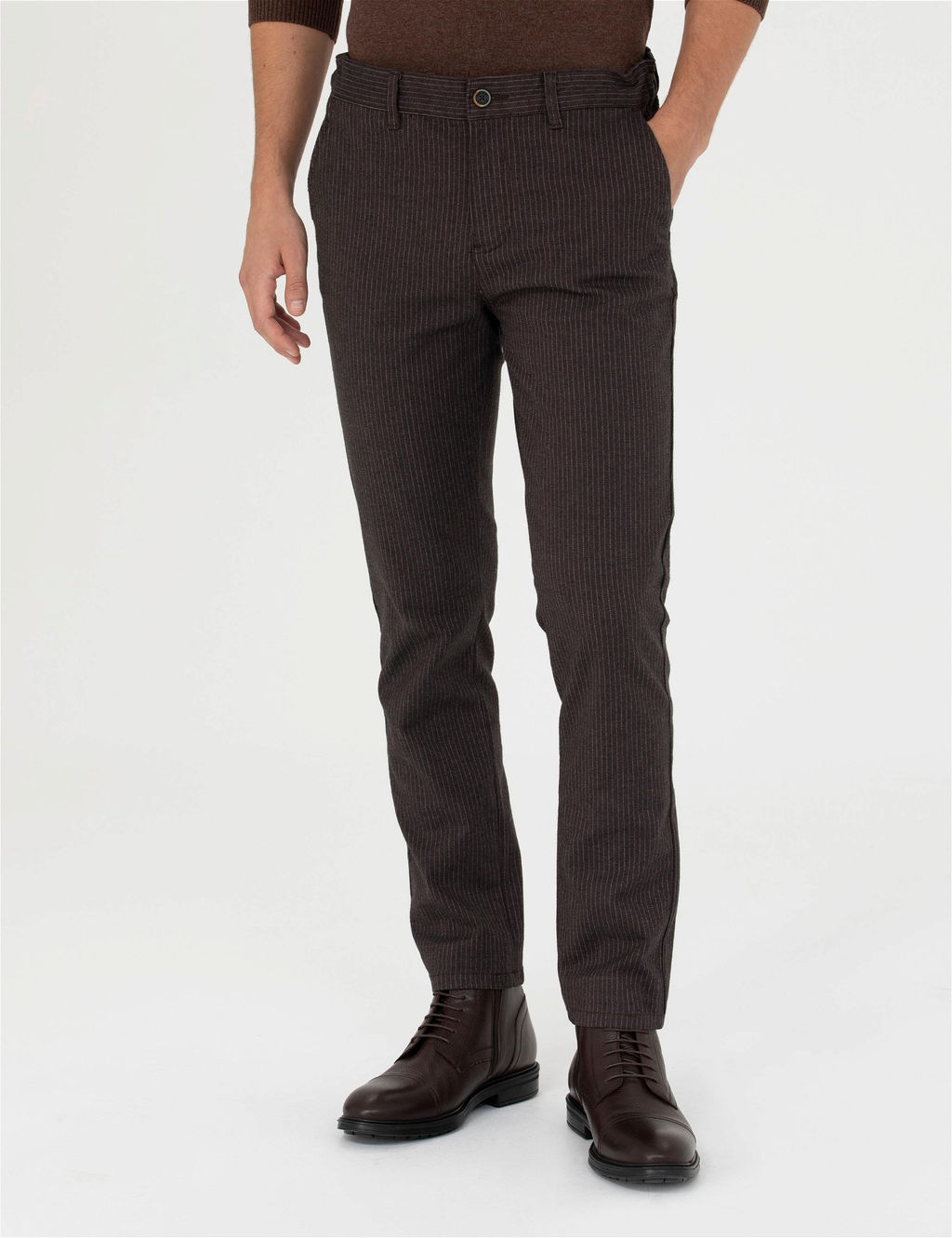 Kahverengi Slim Fit Kanvas Pantolon - Pierre cardin фото 2